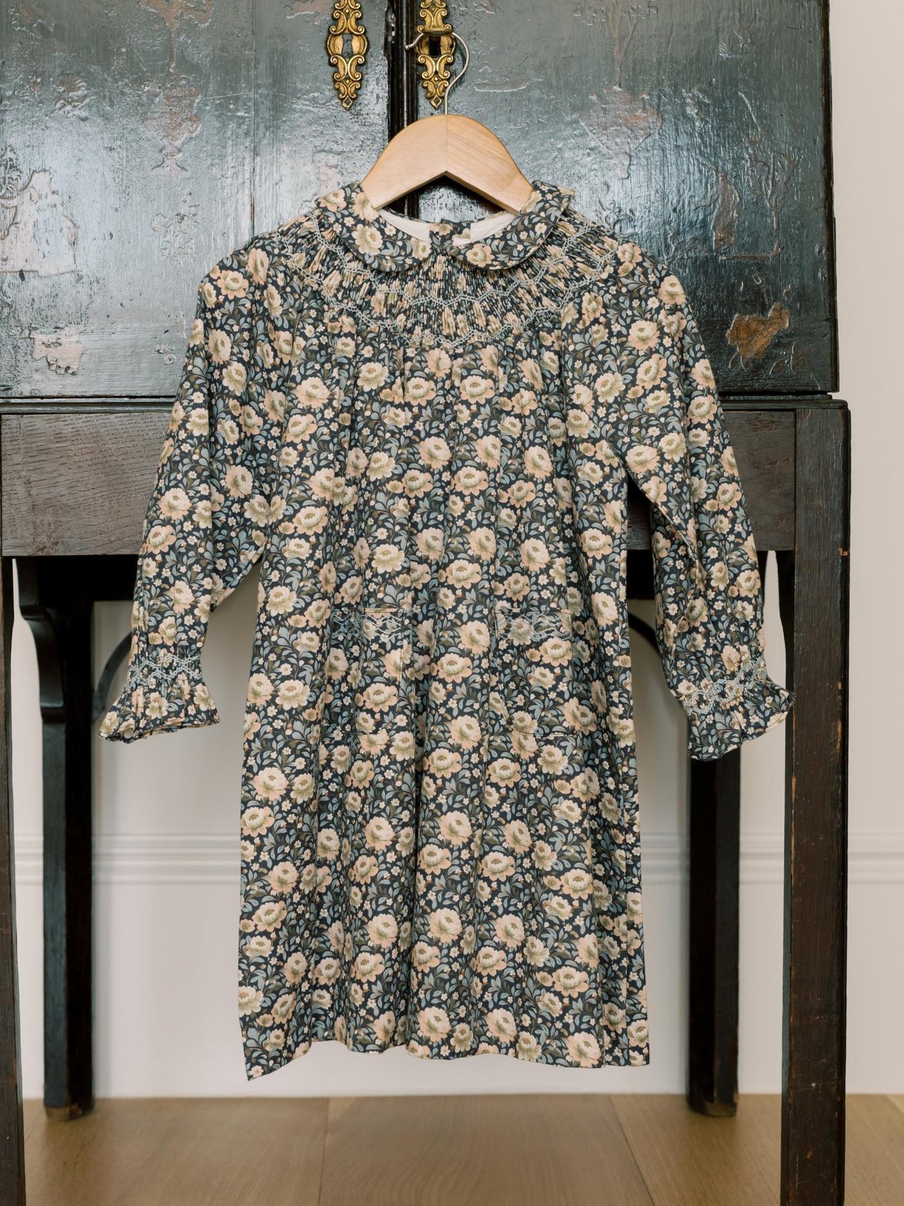 Navy Floral Margot Girl Hand-Smocked Dress