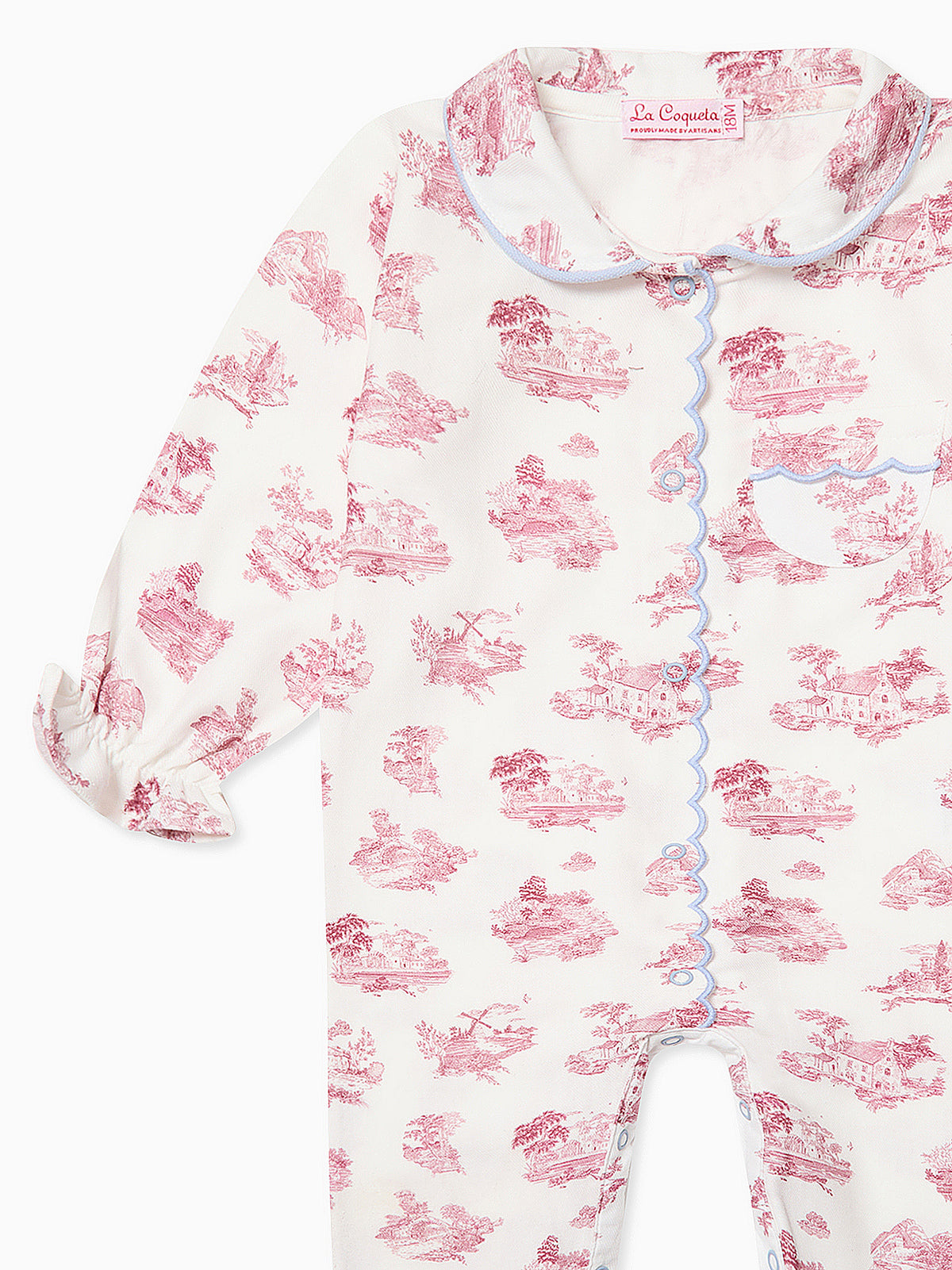 Red Toile Maria Baby Girl Pyjamas