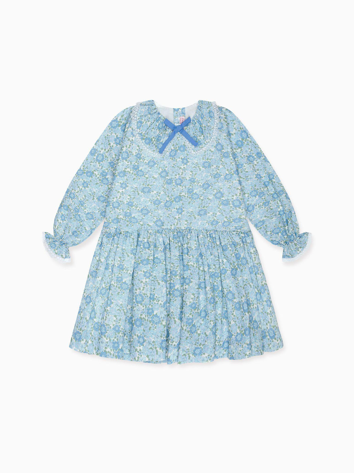 Blue Floral Maribela Girl Drop Waist Dress