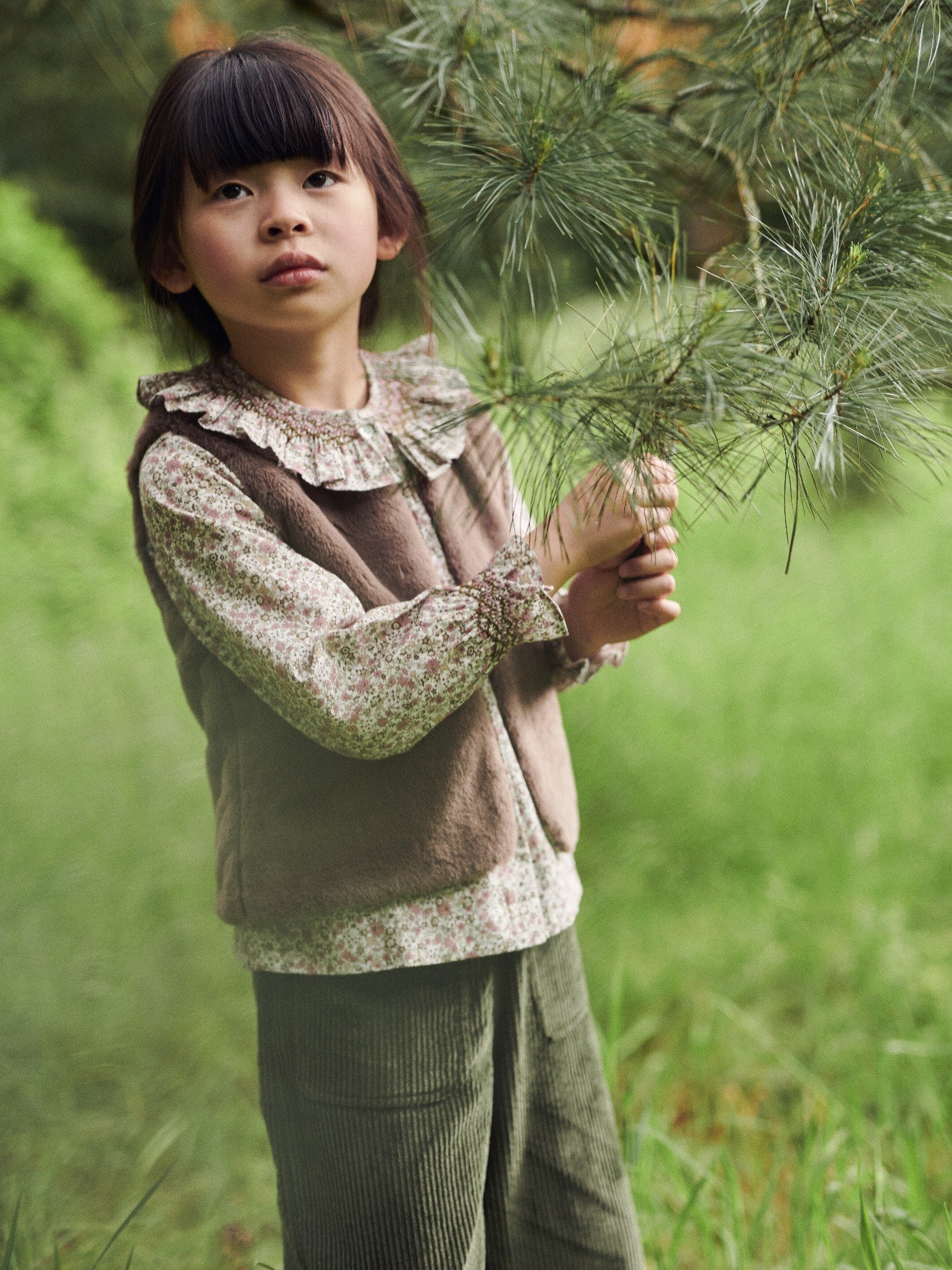 Pink Floral Emanuela Long Sleeve Hand-Smocked Girl Shirt