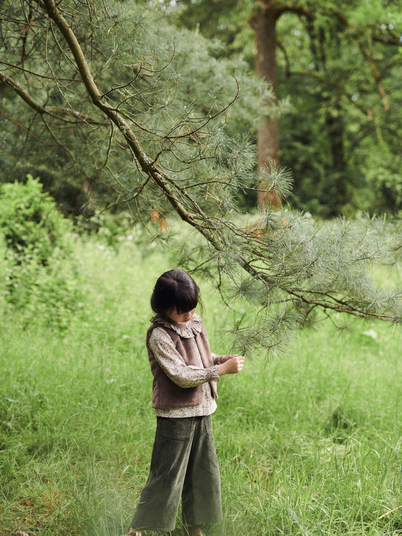 Olive Green Alma Corduroy Girl Trousers