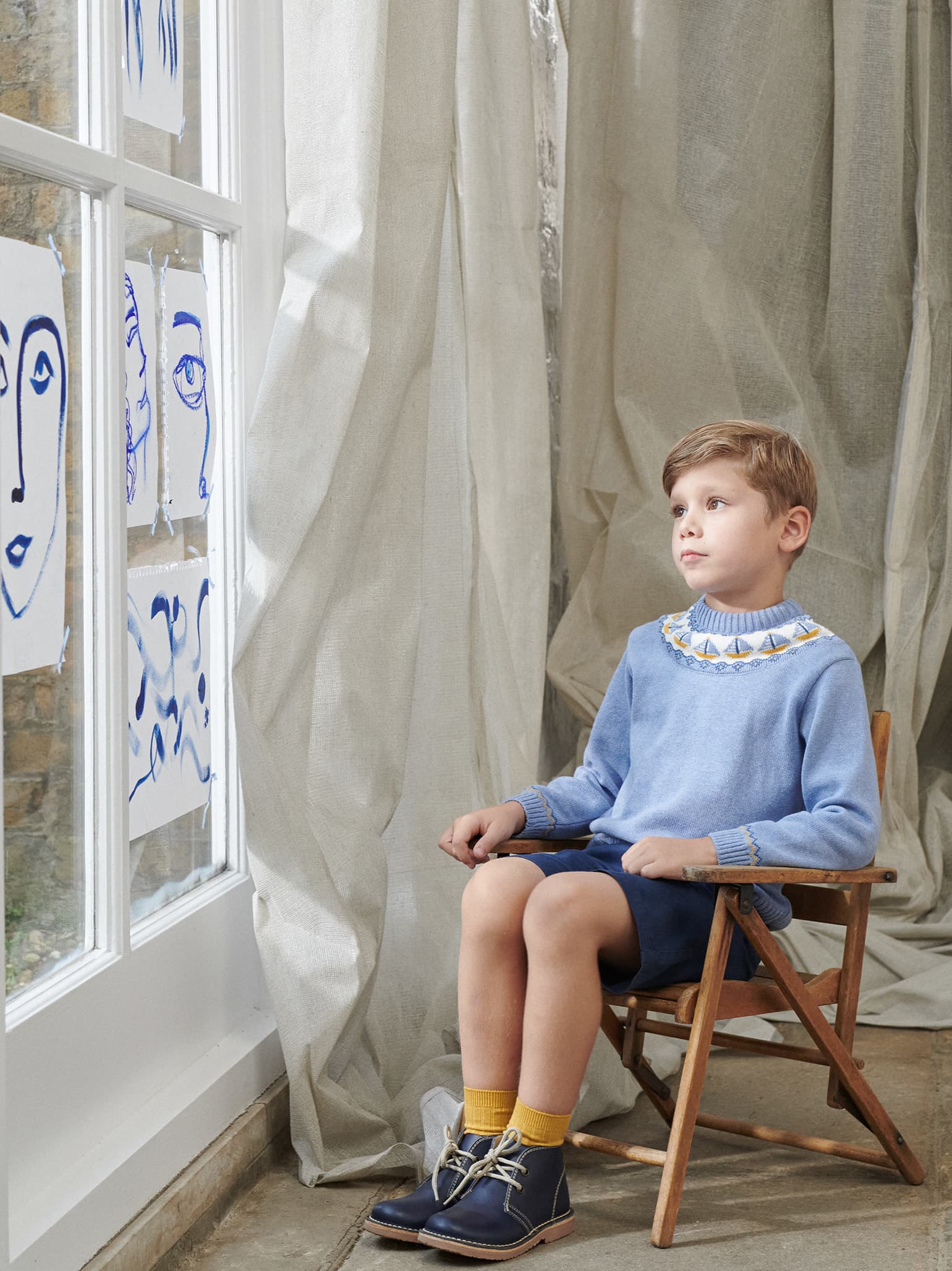 Blue Maritimo Cotton Boy Jumper