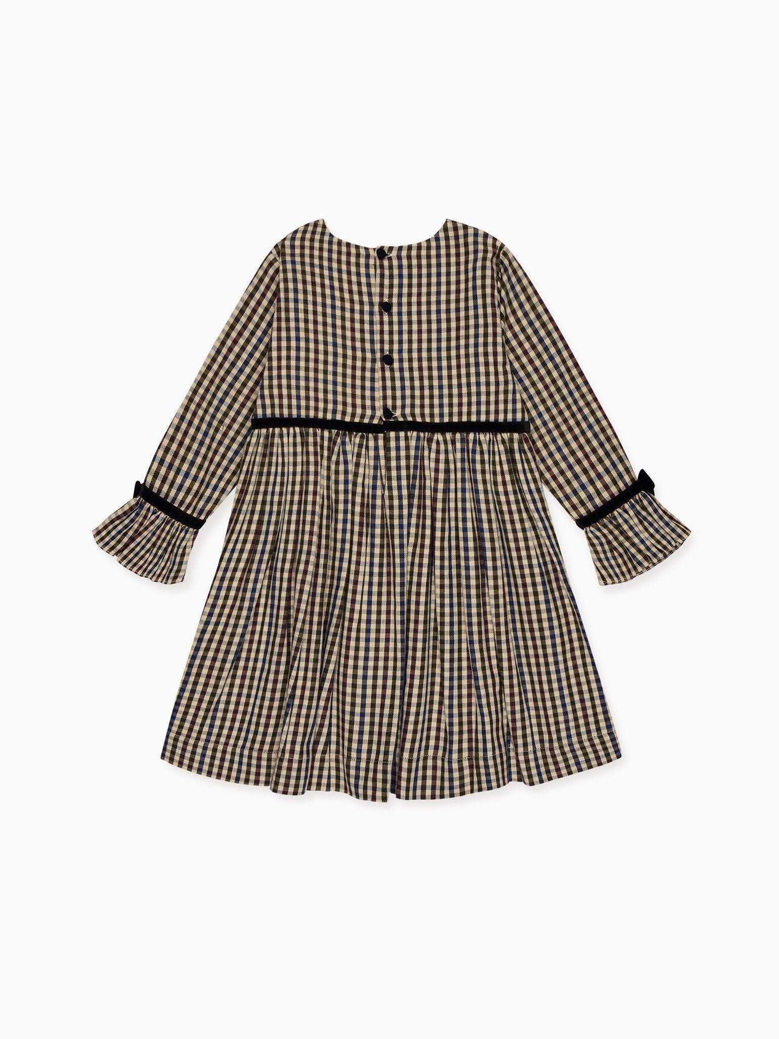 Burgundy Check Marta Girl Dress