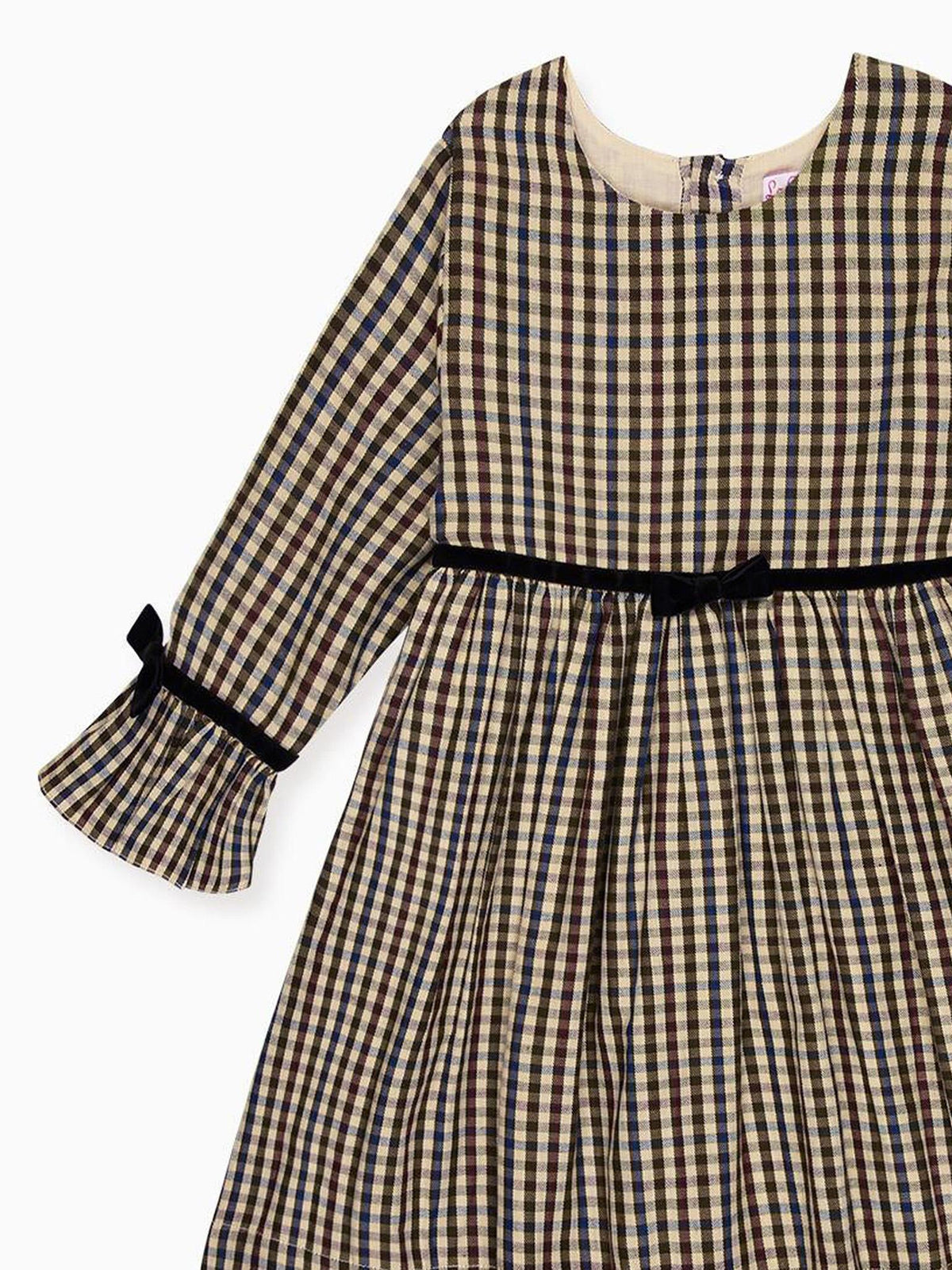 Burgundy Check Marta Girl Dress