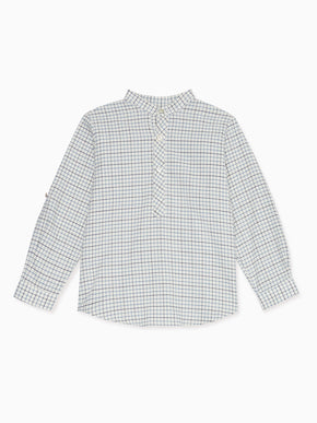 Navy Check Mateo Long Sleeve Boy Shirt