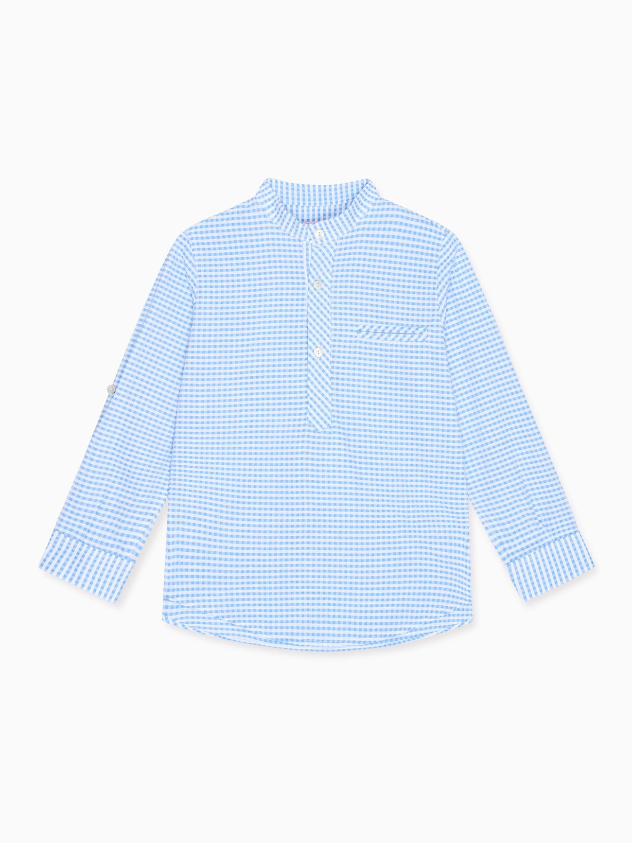 Blue Gingham Mateo Long Sleeve Boy Shirt