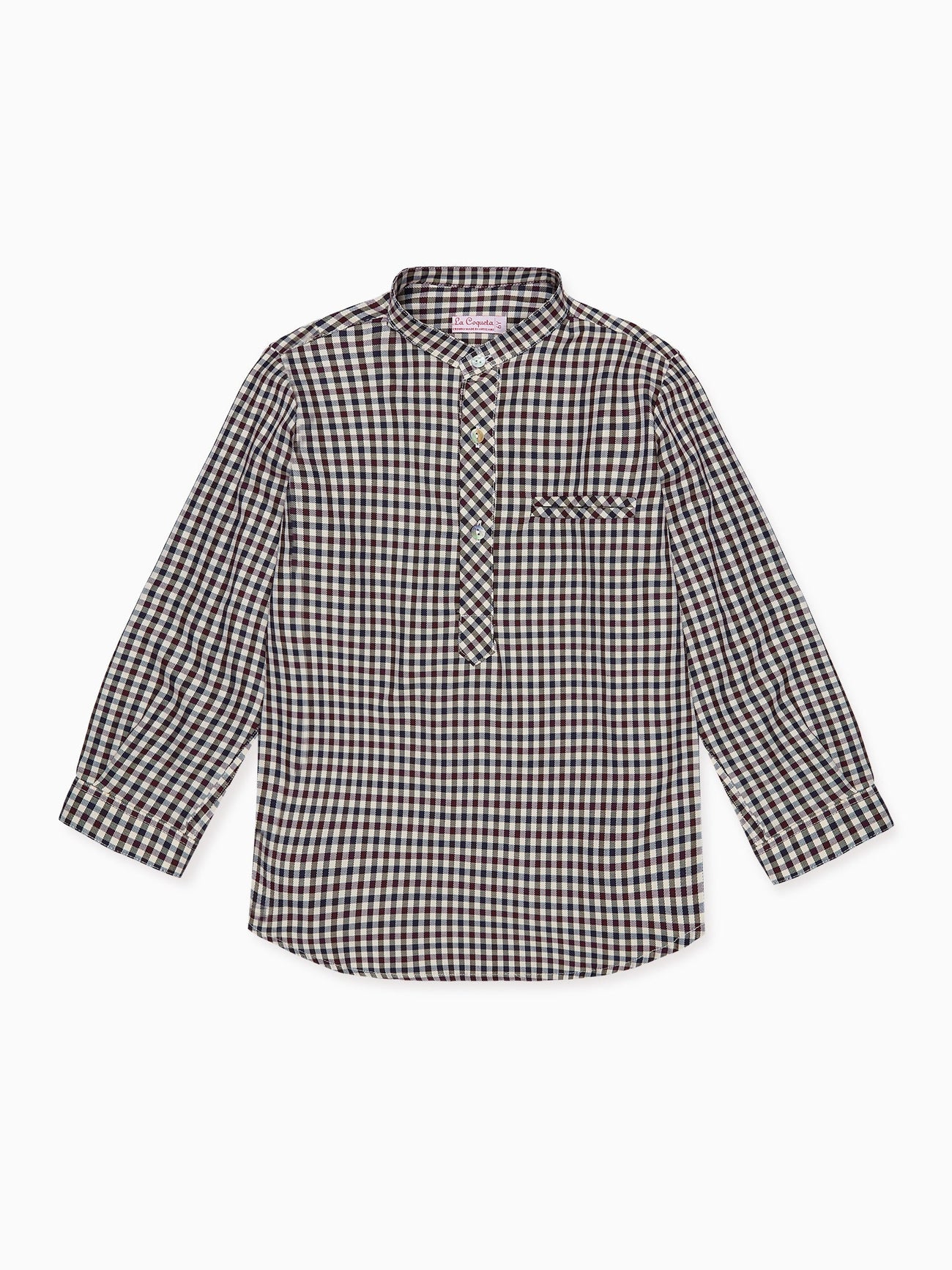 Burgundy Check Mateo Long Sleeve Boy Shirt