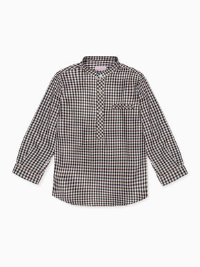Burgundy Check Mateo Long Sleeve Boy Shirt