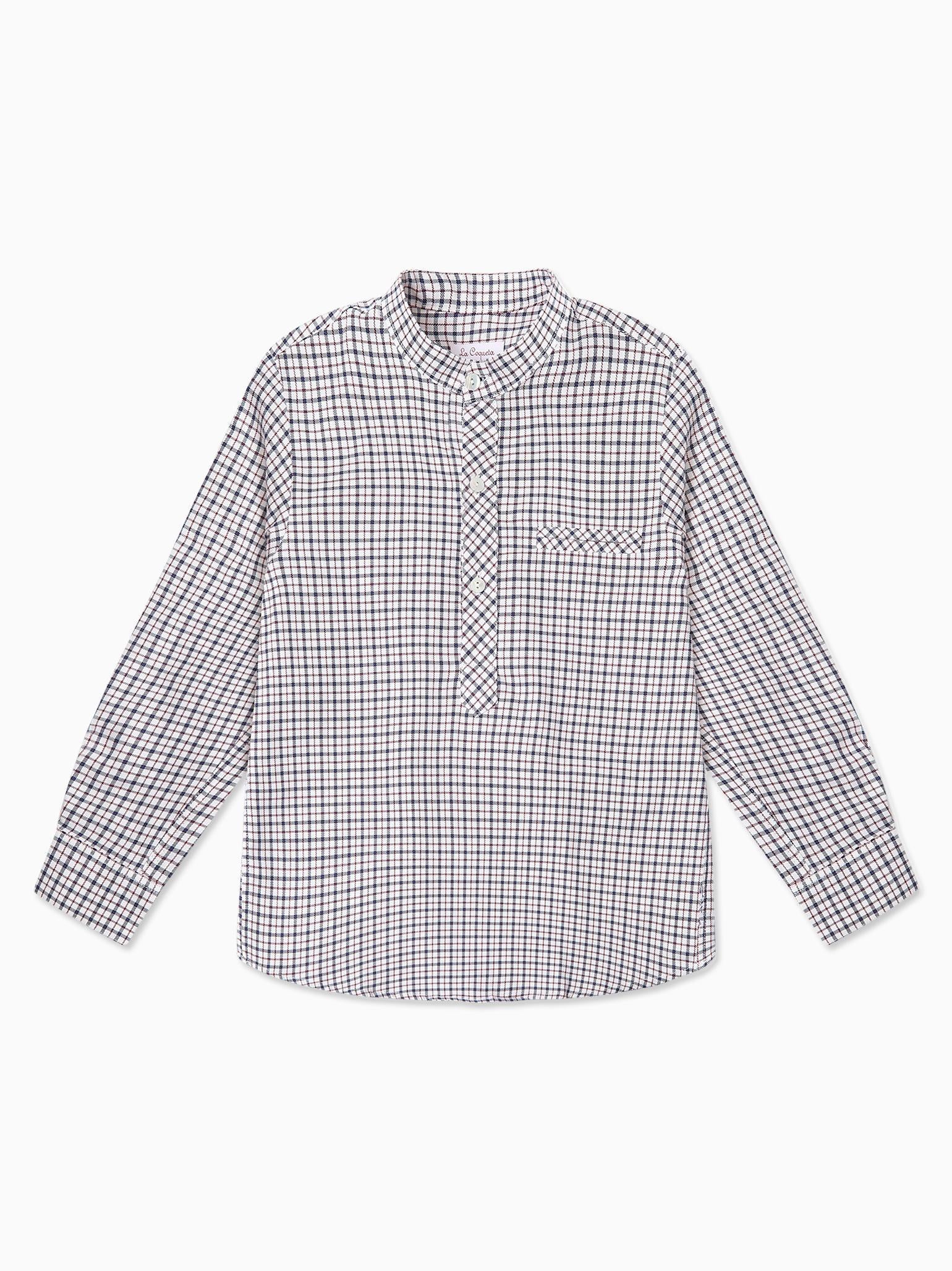 Burgundy Check Mateo Long Sleeve Boy Shirt