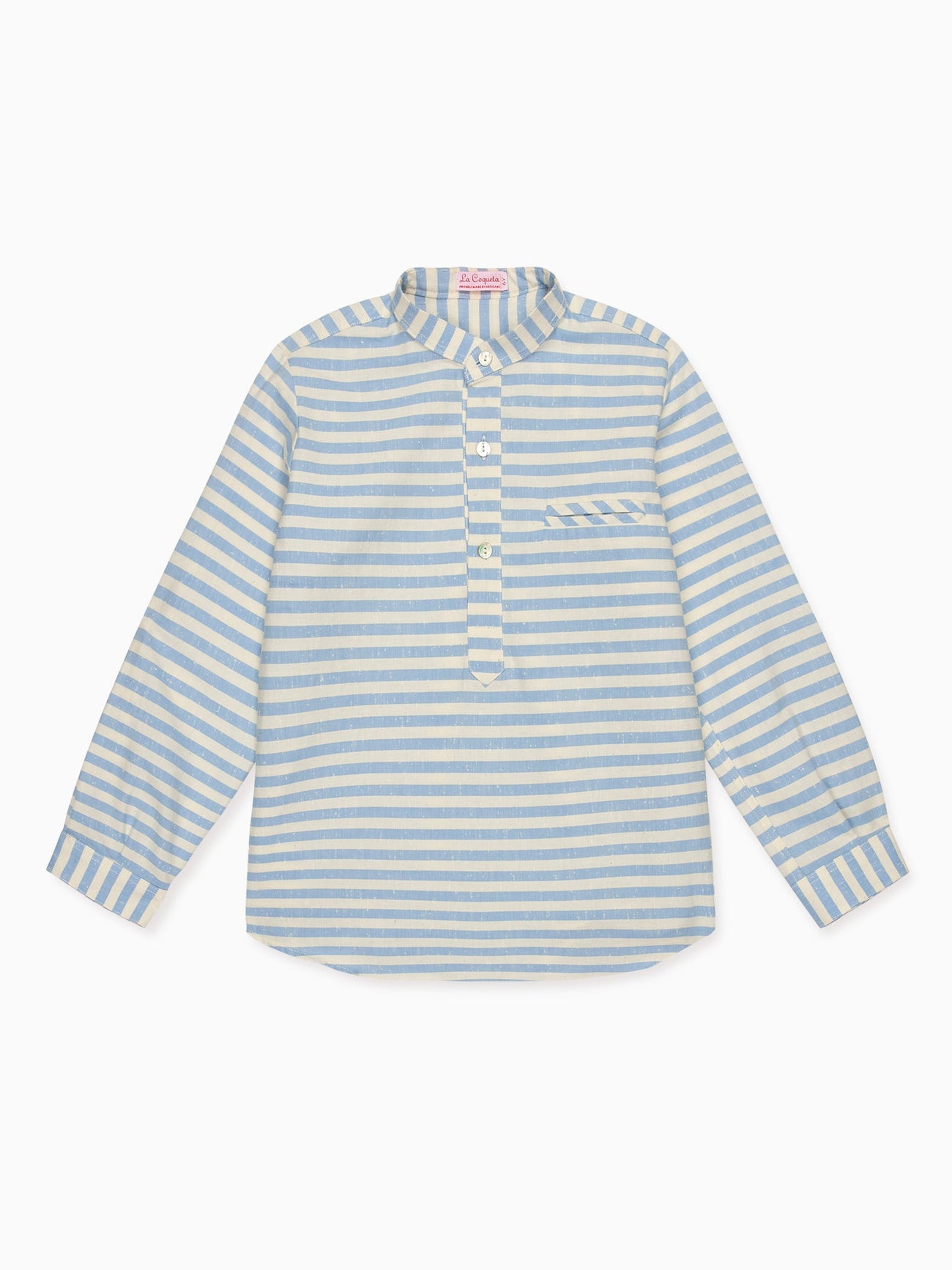 Dusty Blue Stripe Mateo Long Sleeve Boy Shirt