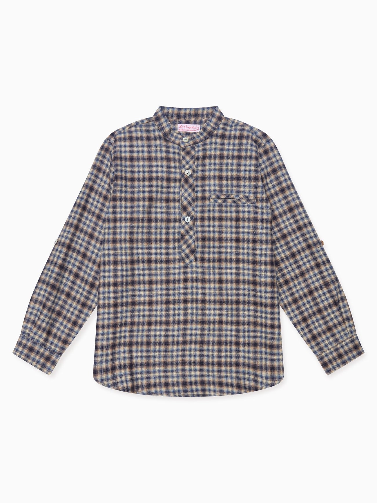 Navy Check Mateo Long Sleeve Boy Shirt