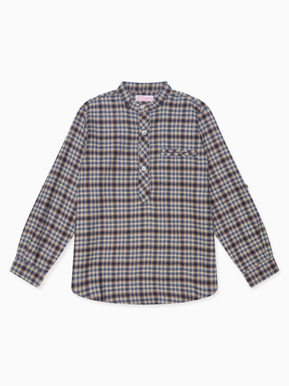 Navy Check Mateo Long Sleeve Boy Shirt