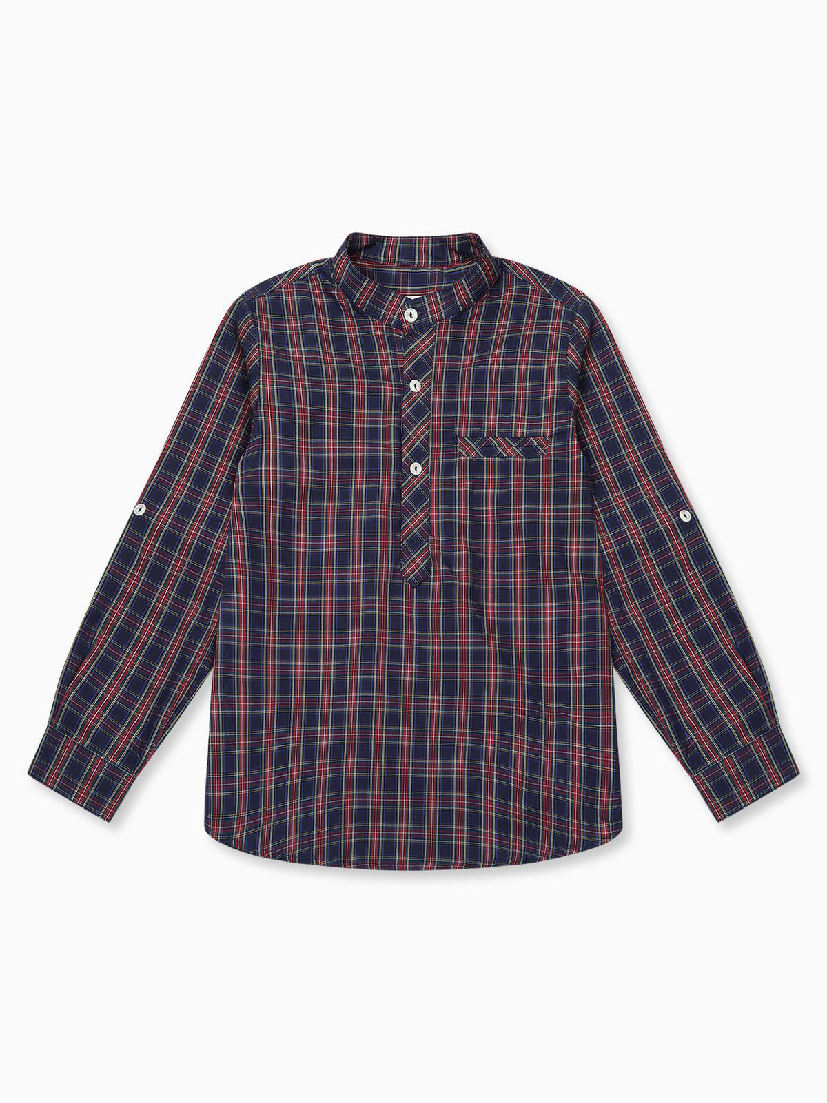 Navy Tartan Mateo Long Sleeve Boy Shirt