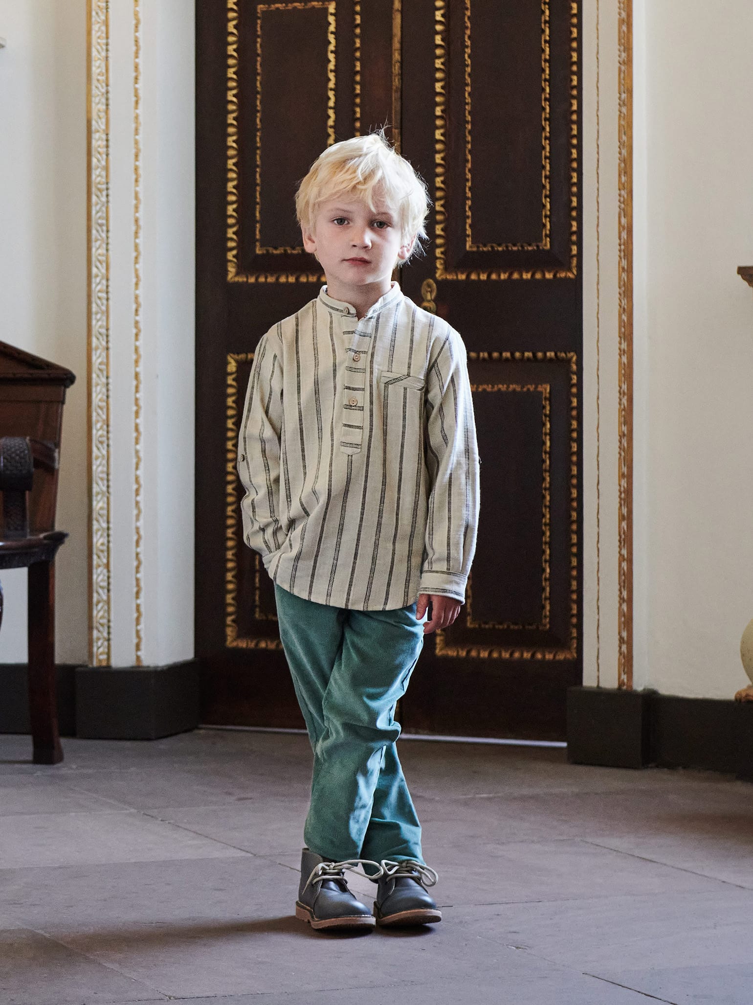 Green Reinaldo Boy Corduroy Trousers