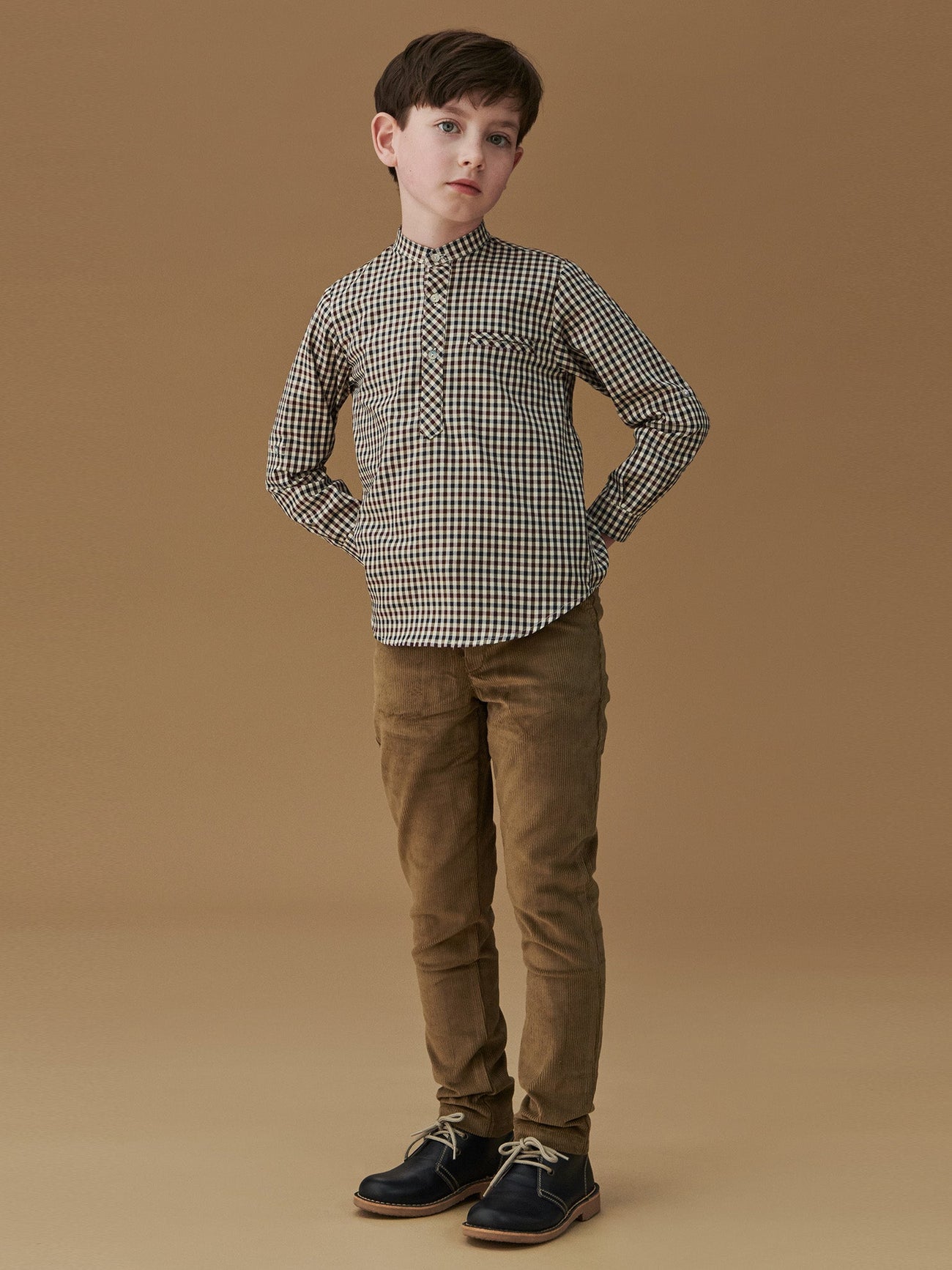 Burgundy Check Mateo Long Sleeve Boy Shirt