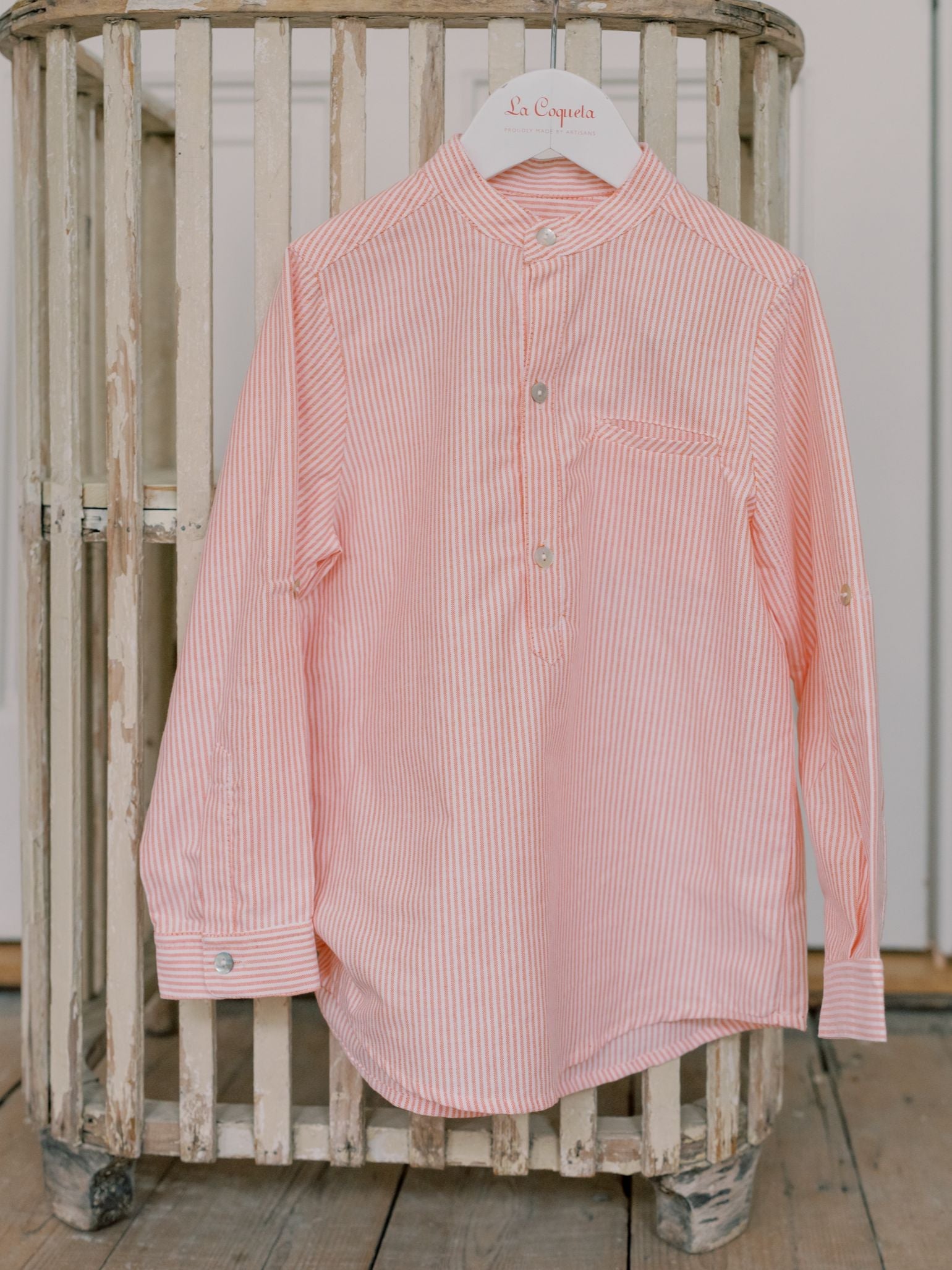 Orange Stripe Mateo Long Sleeve Boy Shirt