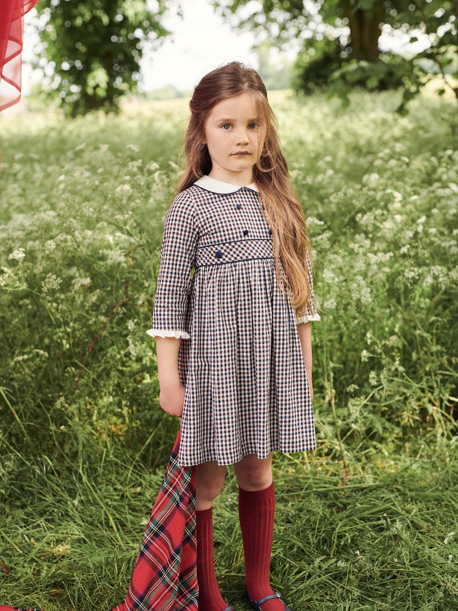 Burgundy Check Melissa Girl Dress