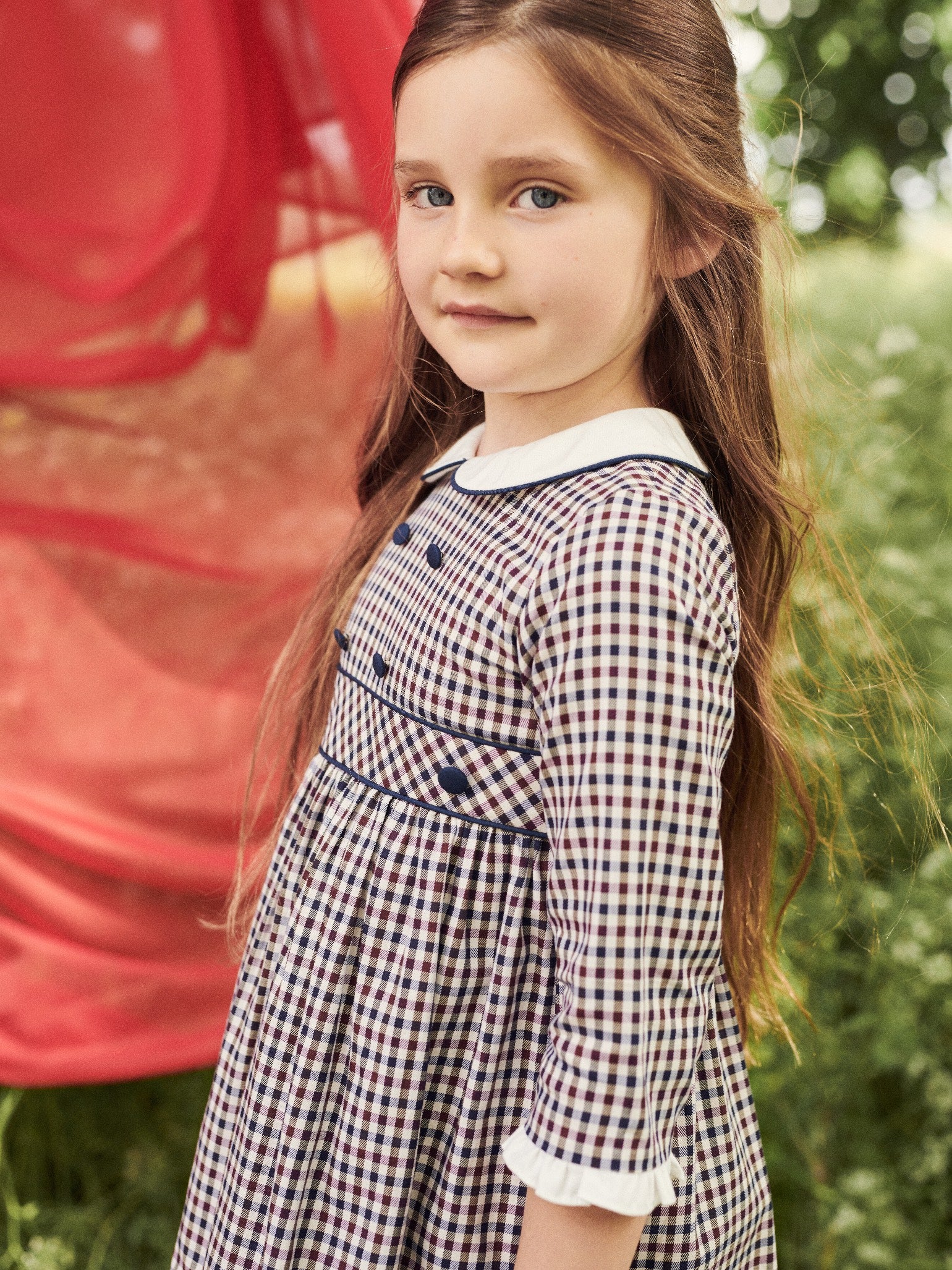 Burgundy Check Melissa Girl Dress