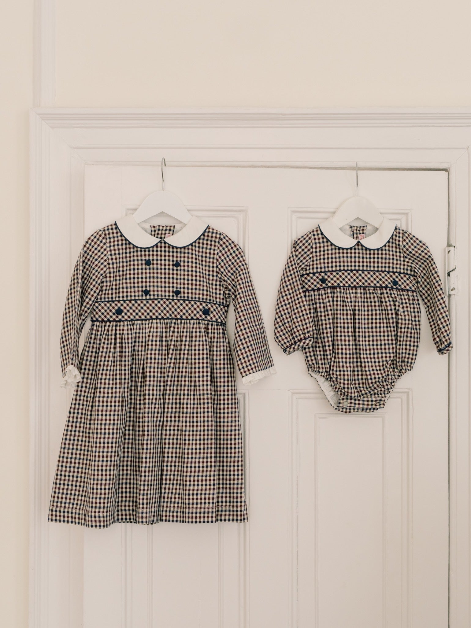Burgundy Check Senna Baby Romper