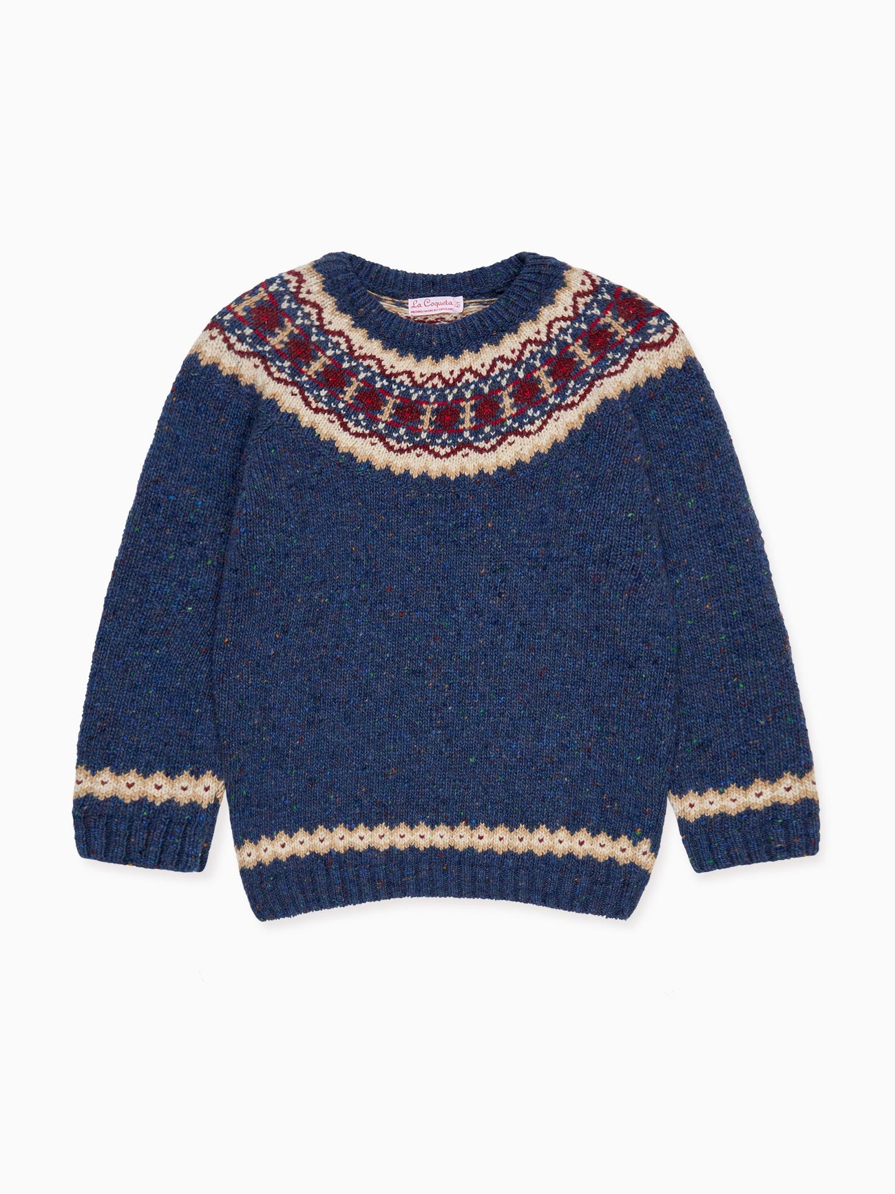 Dark Blue Merino Fair Isle Kids Jumper