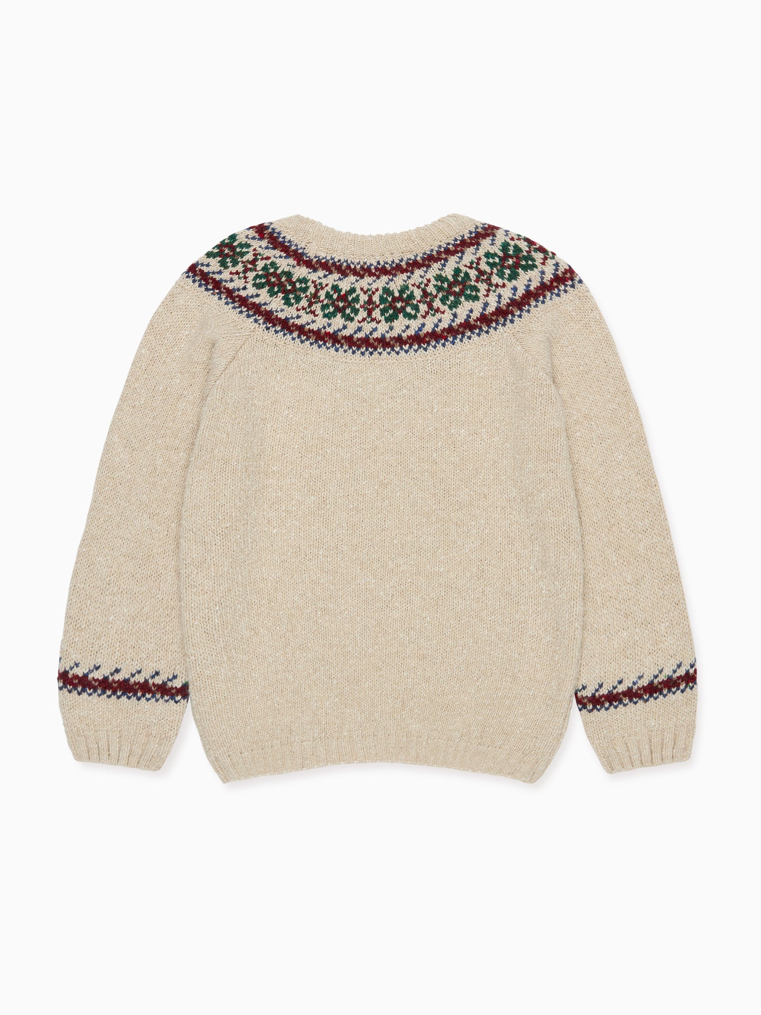 Oatmeal Melange Merino Fair Isle Kids Jumper