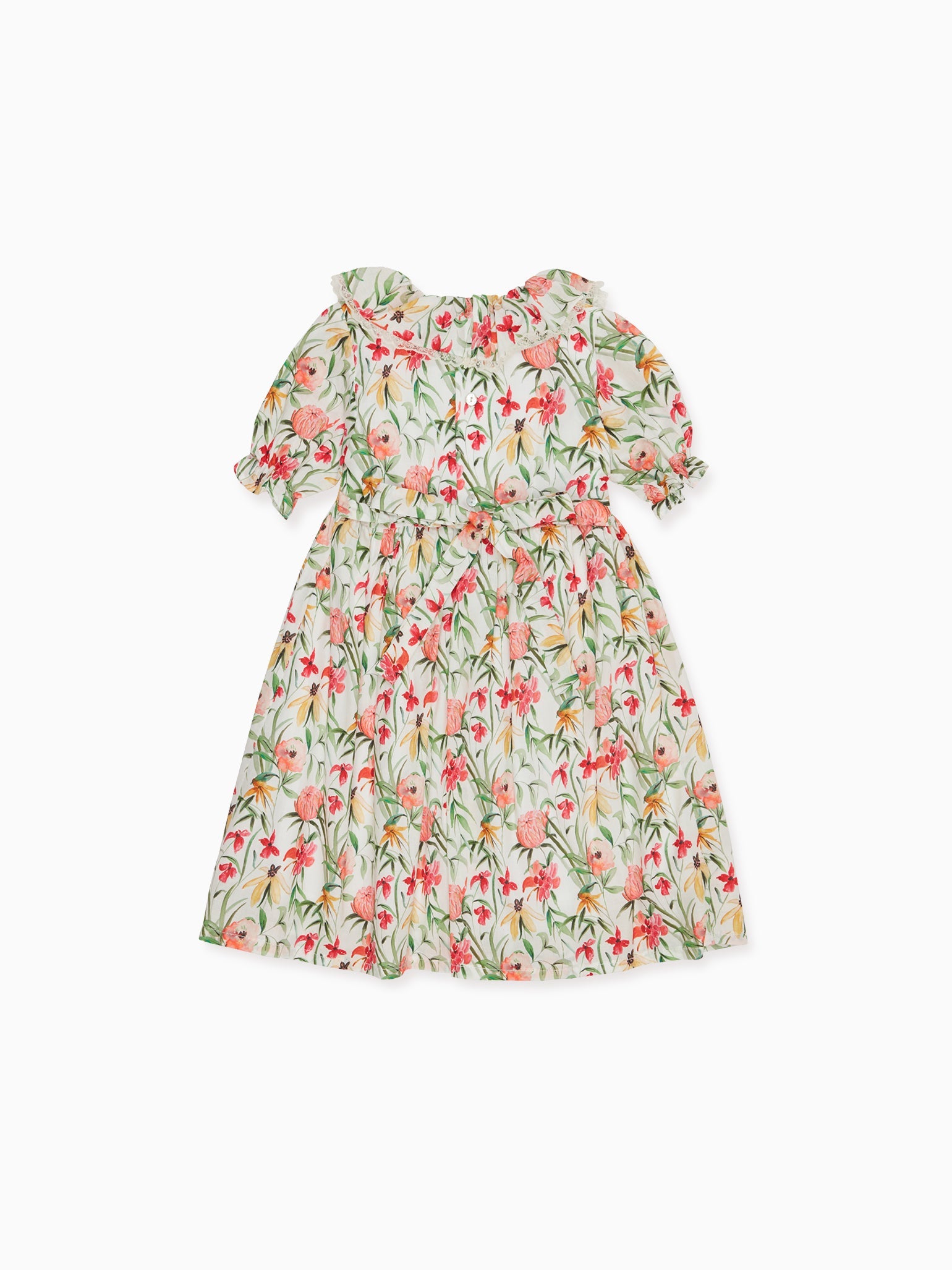 Coral Floral Milla Girl Hand-Smocked Dress