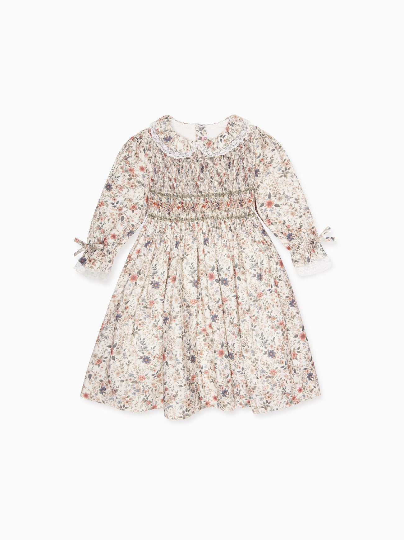 Ivory Floral Milla Girl Hand-Smocked Dress