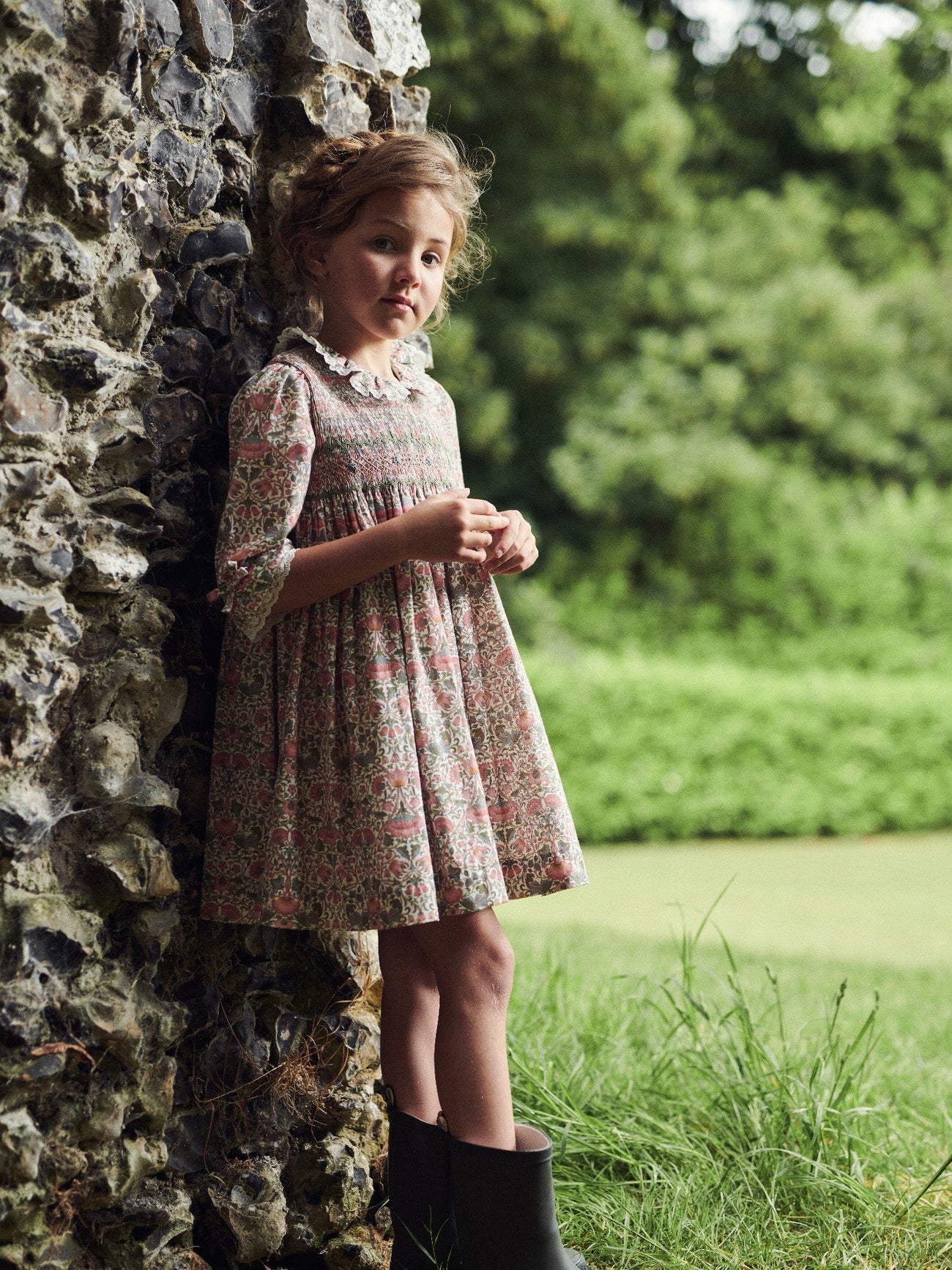 Pink Floral Milla Girl Hand-Smocked Dress