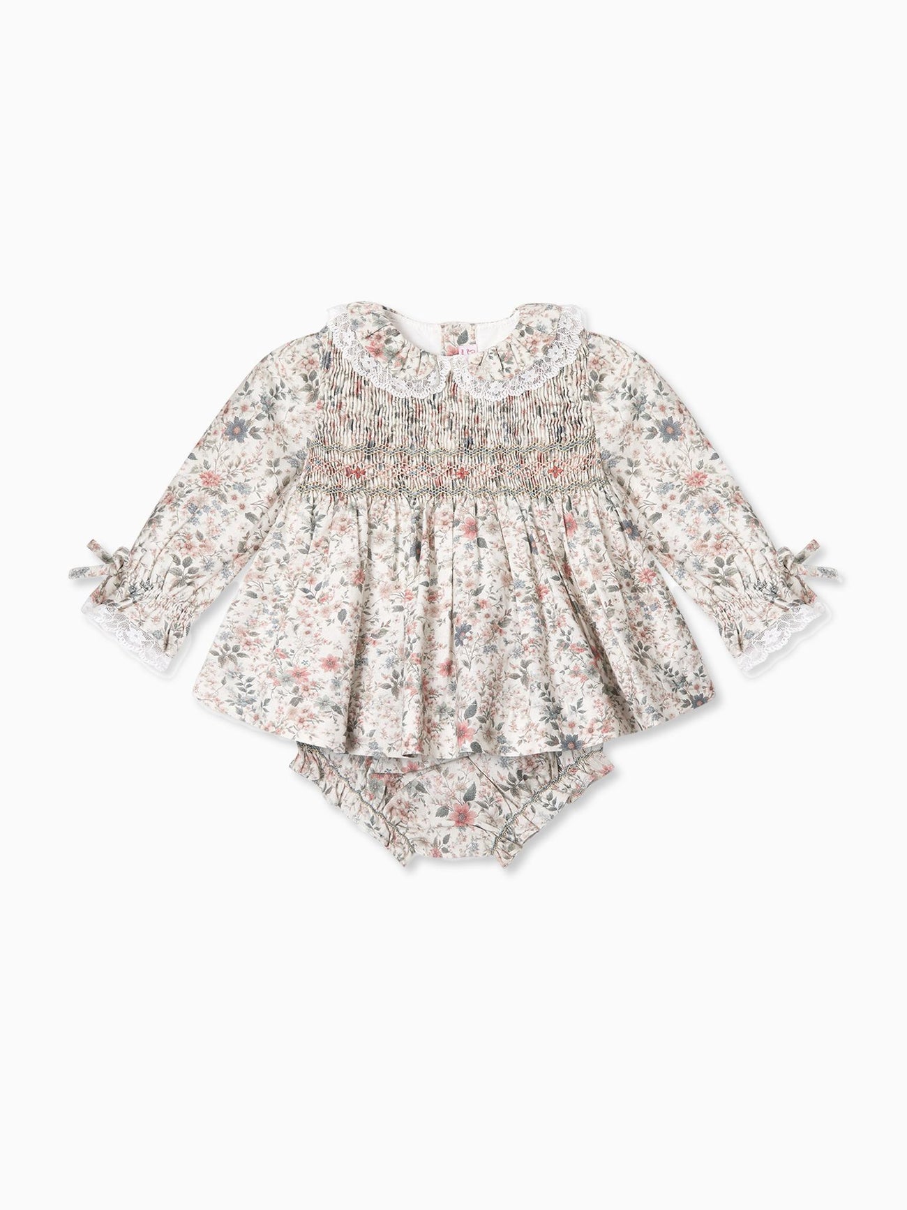 Ivory Floral Milla Baby Girl Hand-Smocked Set