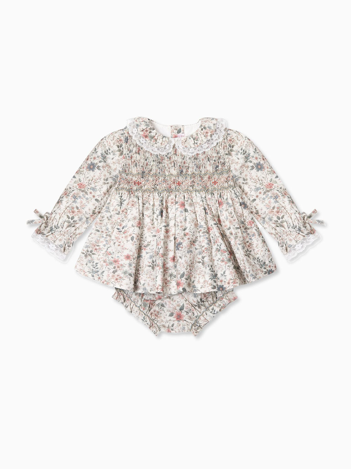 Ivory Floral Milla Baby Girl Hand-Smockde Set