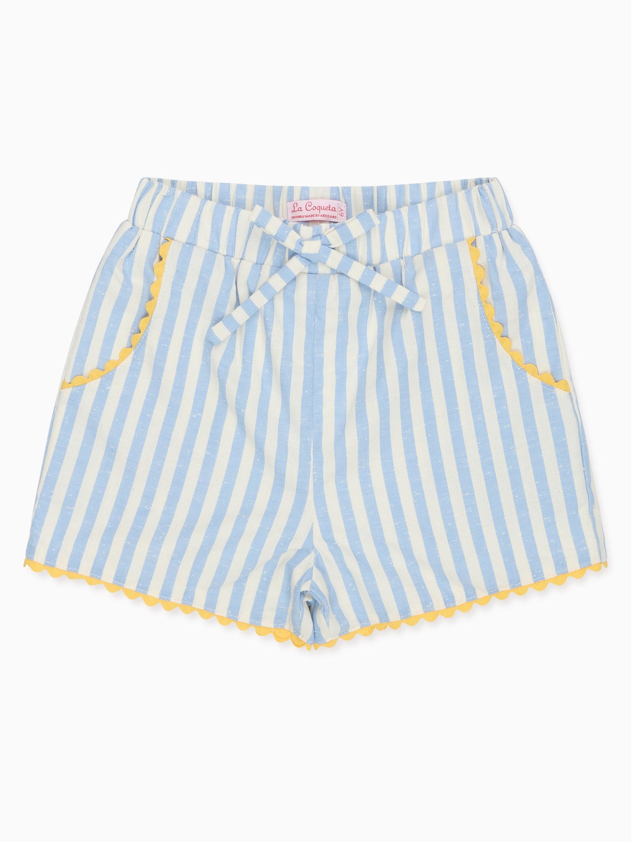 Blue Stripe Miranda Cotton Girl Shorts