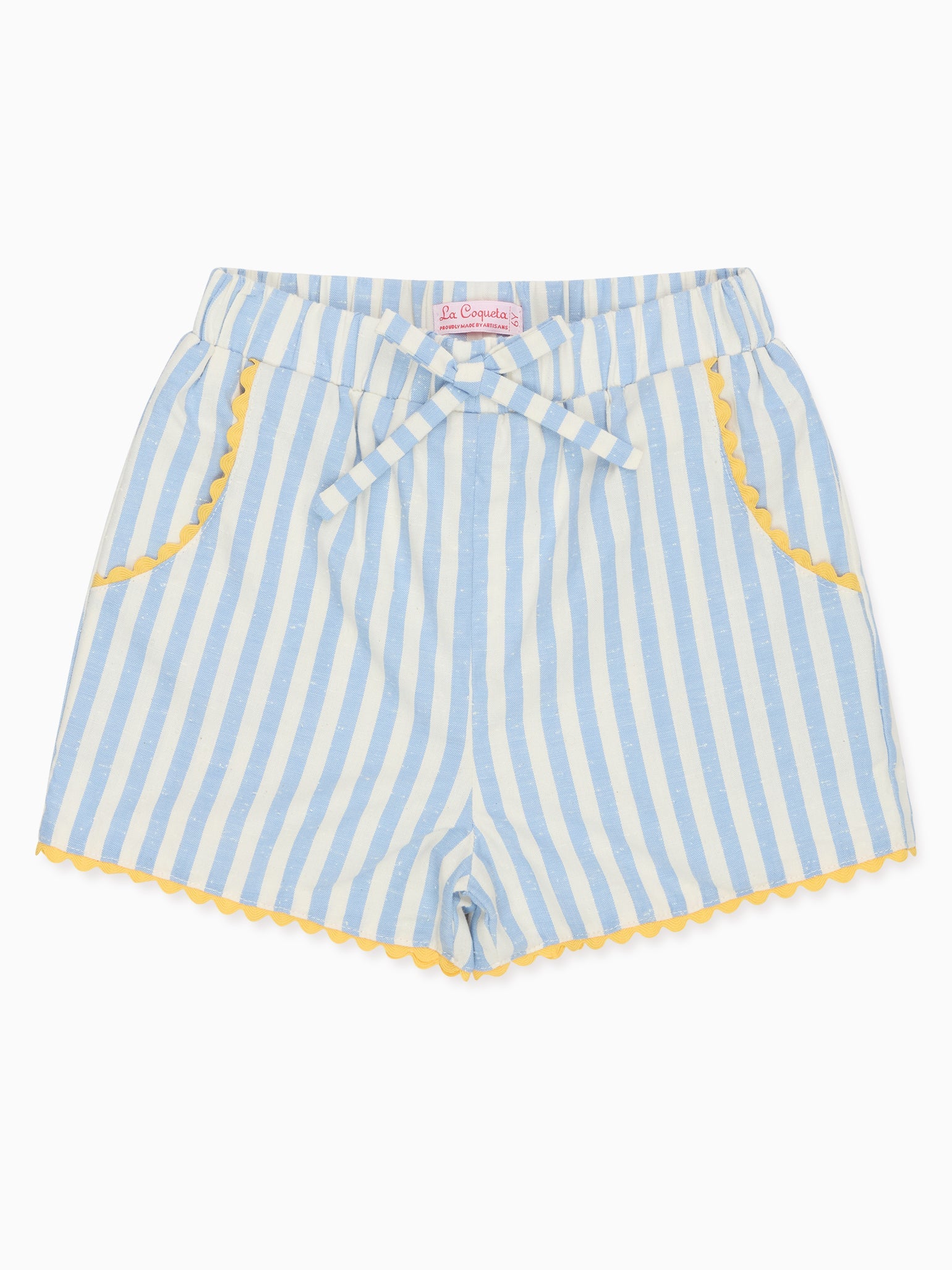 Blue Stripe Miranda Cotton Girl Shorts