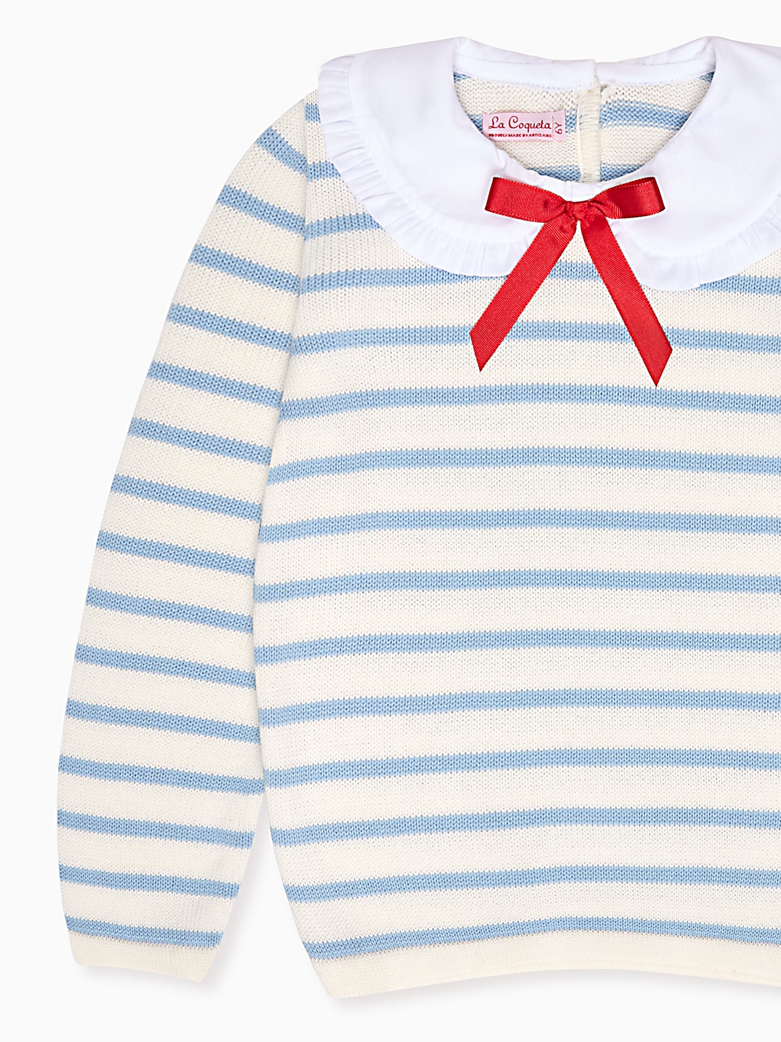 Dusty Blue Stripe Morissa Cotton Girl Jumper