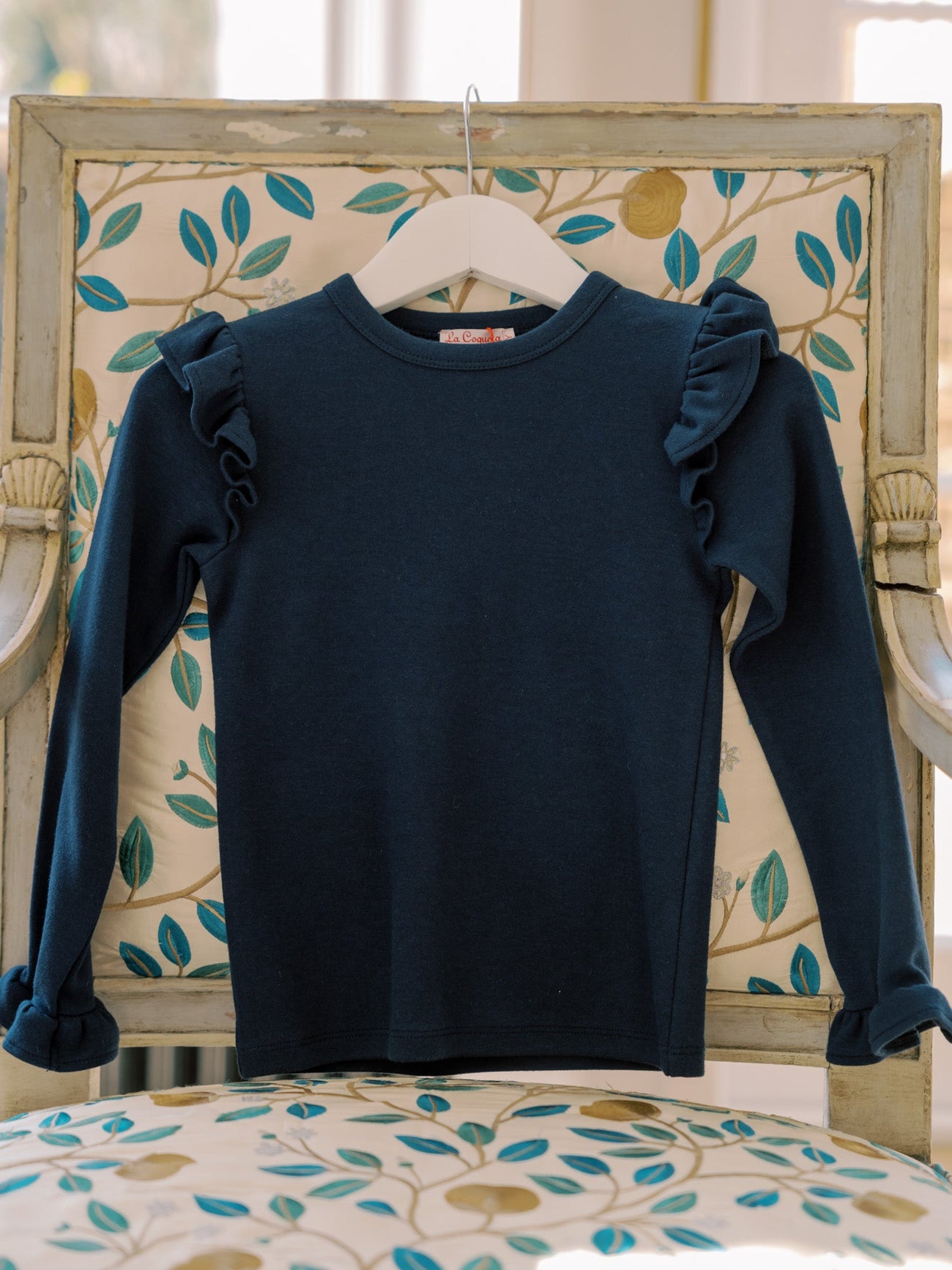 Navy Valeria Girl Cotton Top