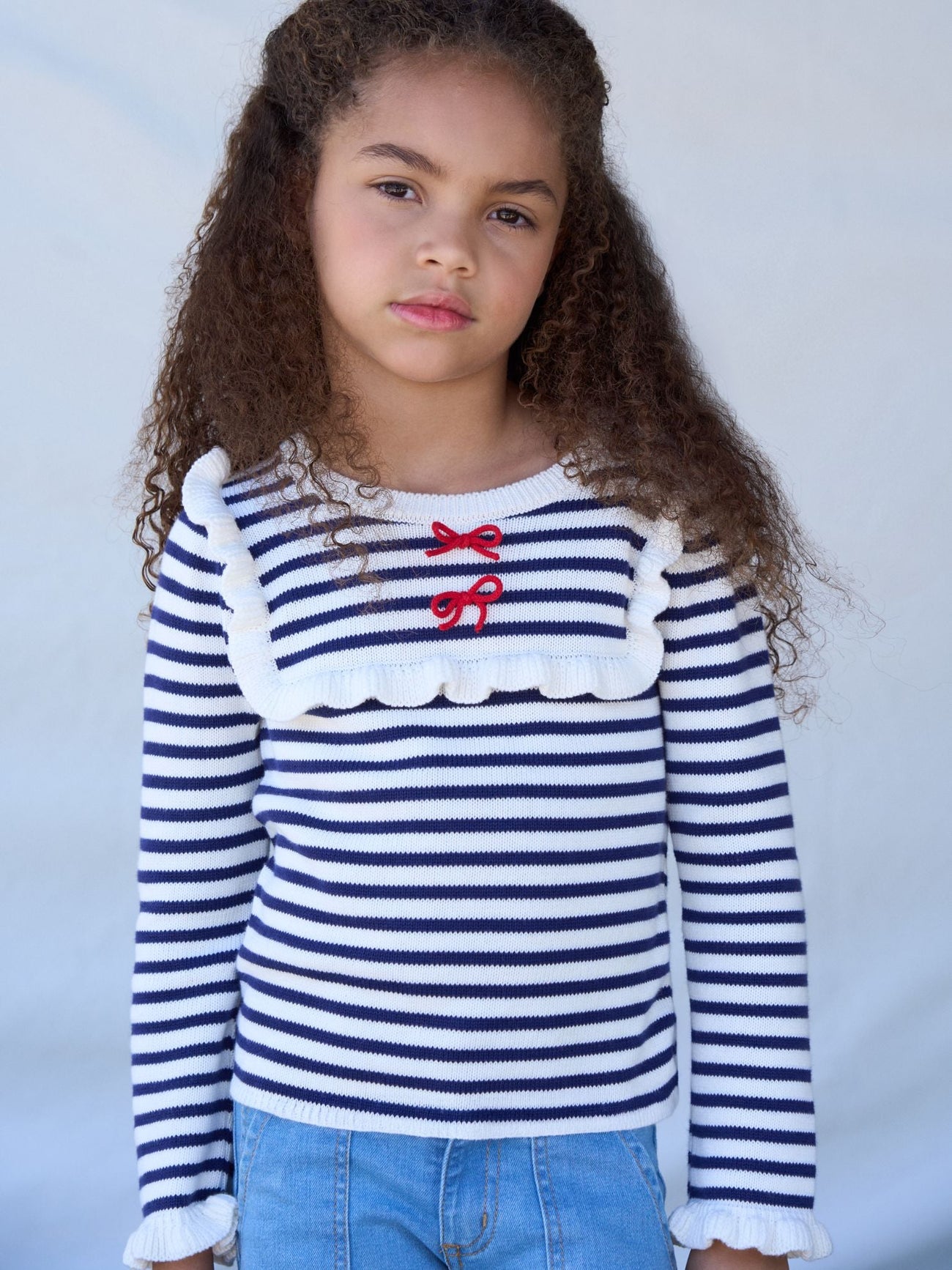 Navy Stripe Candela Cotton Girl Jumper