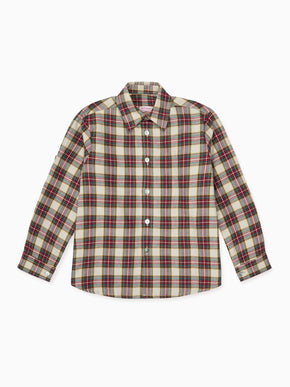 Ivory Tartan Nico Long Sleeve Boy Shirt