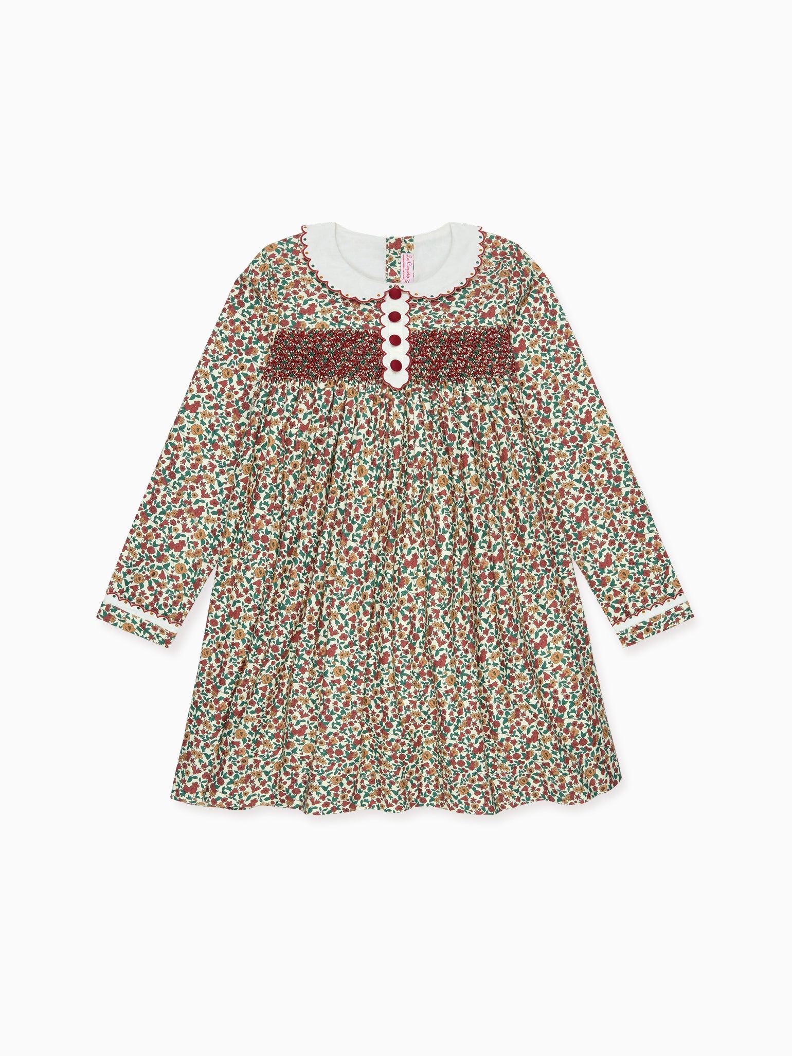 Terracotta Floral Noelia Girl Hand-Smocked Dress