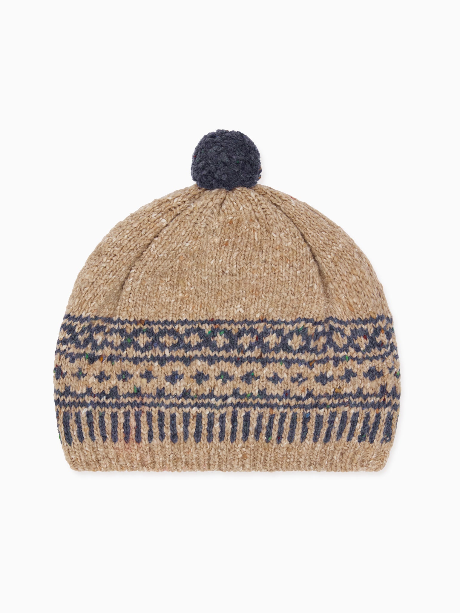 Oatmeal Merino Fair Isle Bobble Hat
