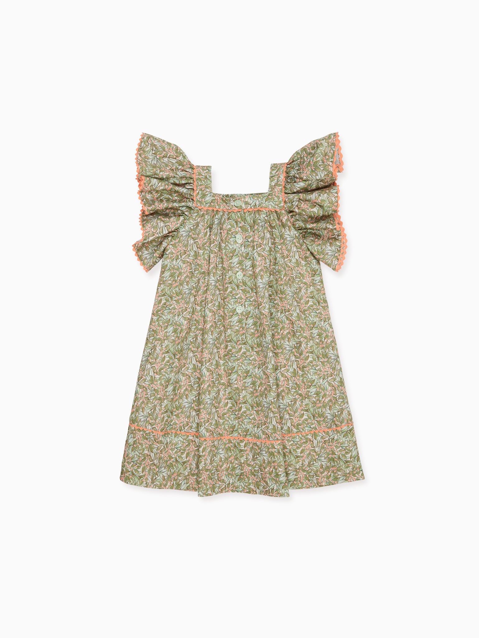 Green Floral Ocra Girl A-Line Dress