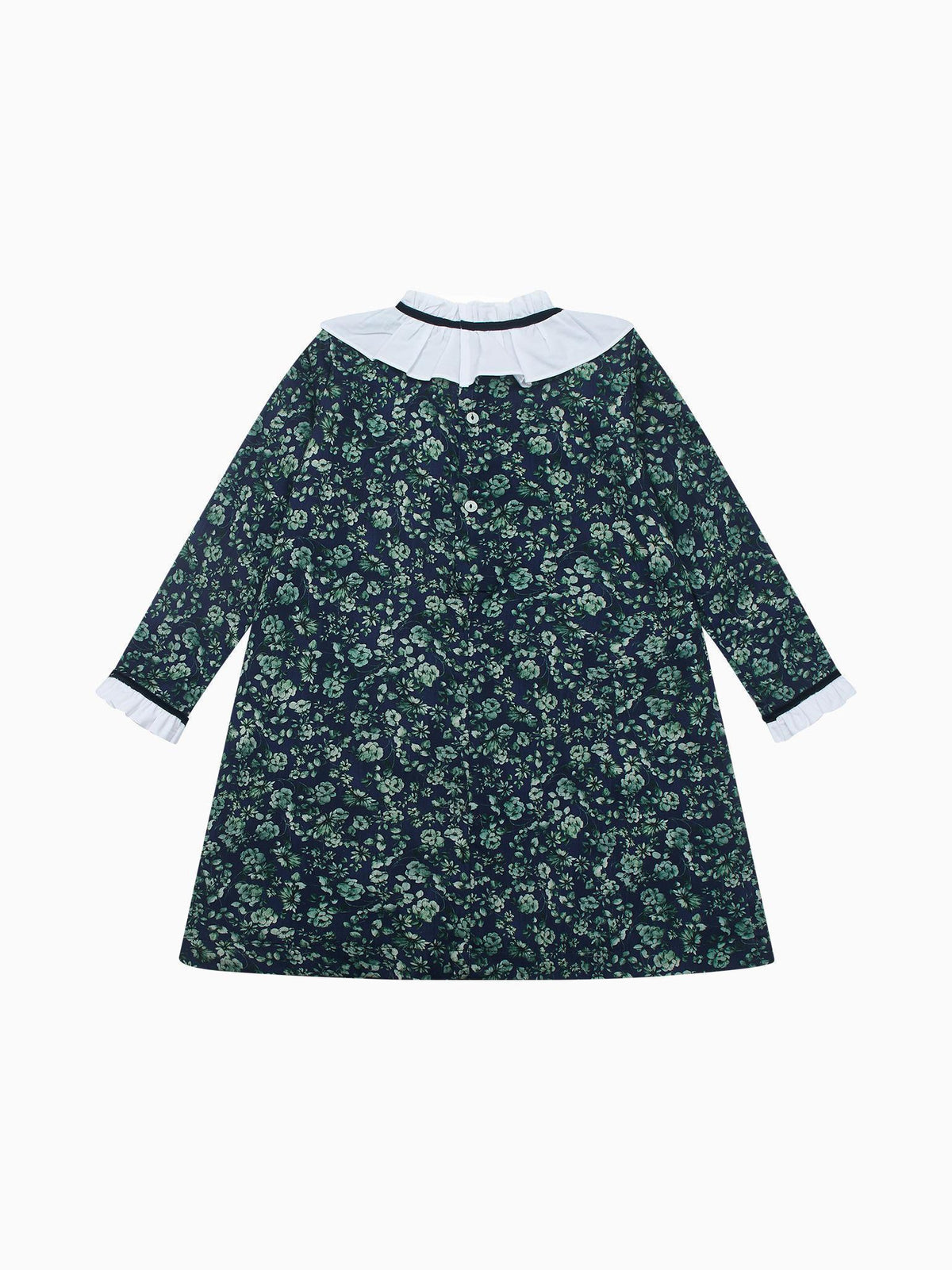 Navy & Green Floral Odisea Girl A-Line Dress