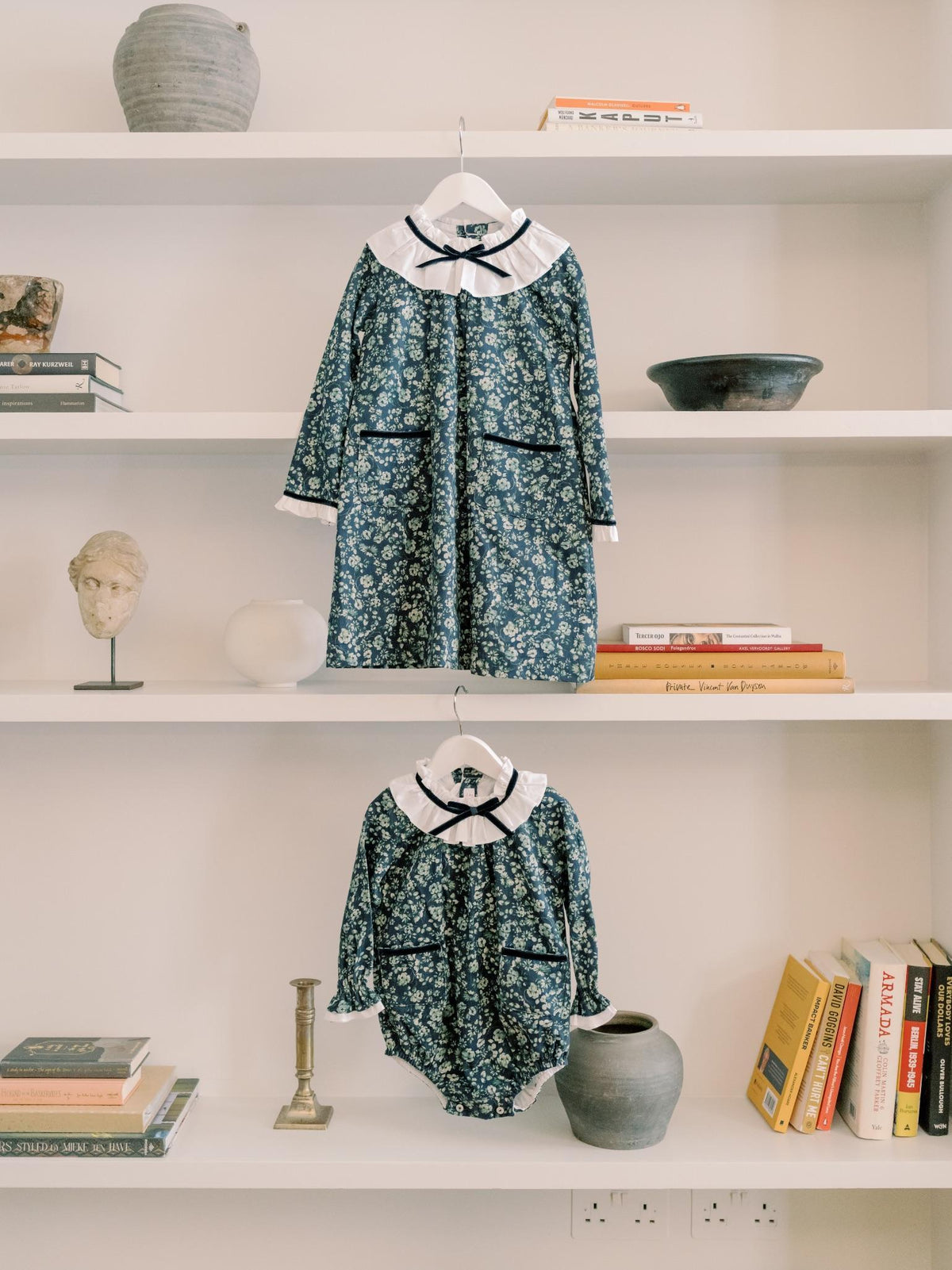 Navy & Green Floral Odisea Baby Girl Romper
