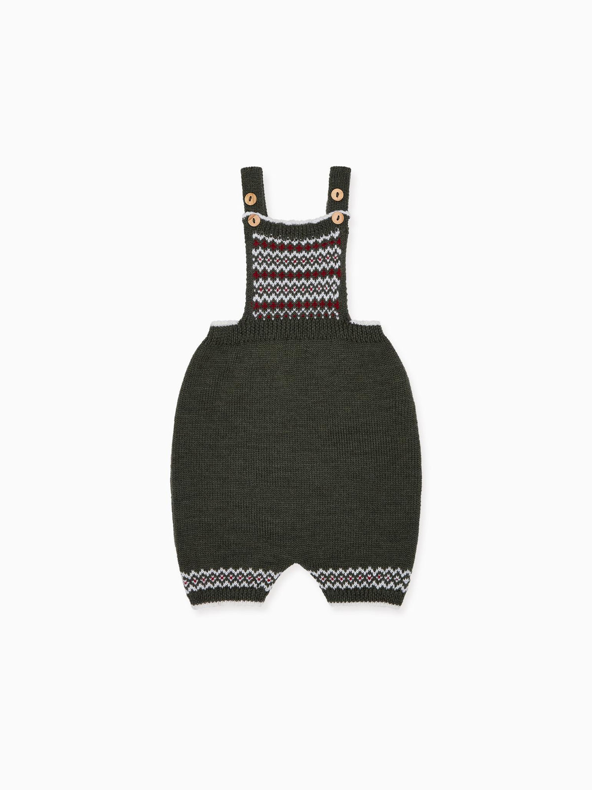 Olive Aspen Fair Isle Merino Baby Knitted Dungarees