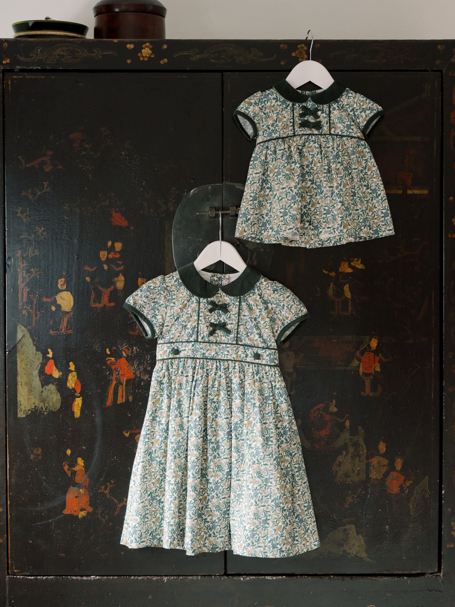 Bottle Green Floral Portia Girl Dress