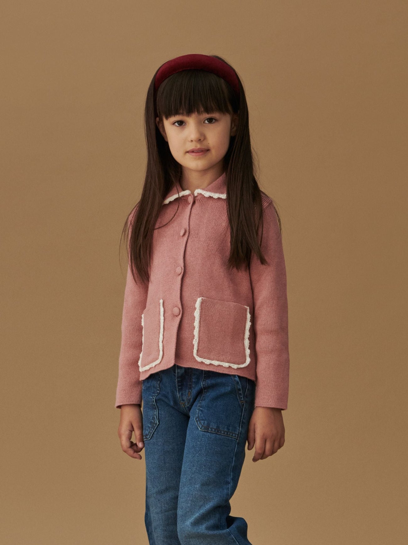 Dark Rose Eldora Merino Girl Cardigan