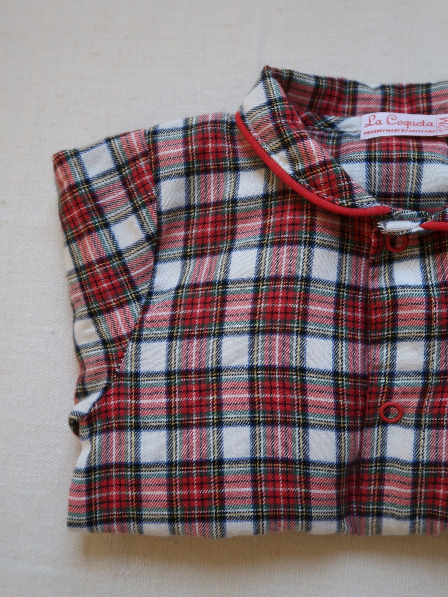 Ivory Tartan Navidad Baby Pyjamas