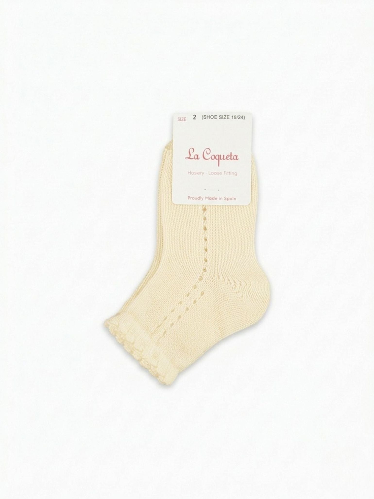 Pale Yellow Openwork Short Girl Socks