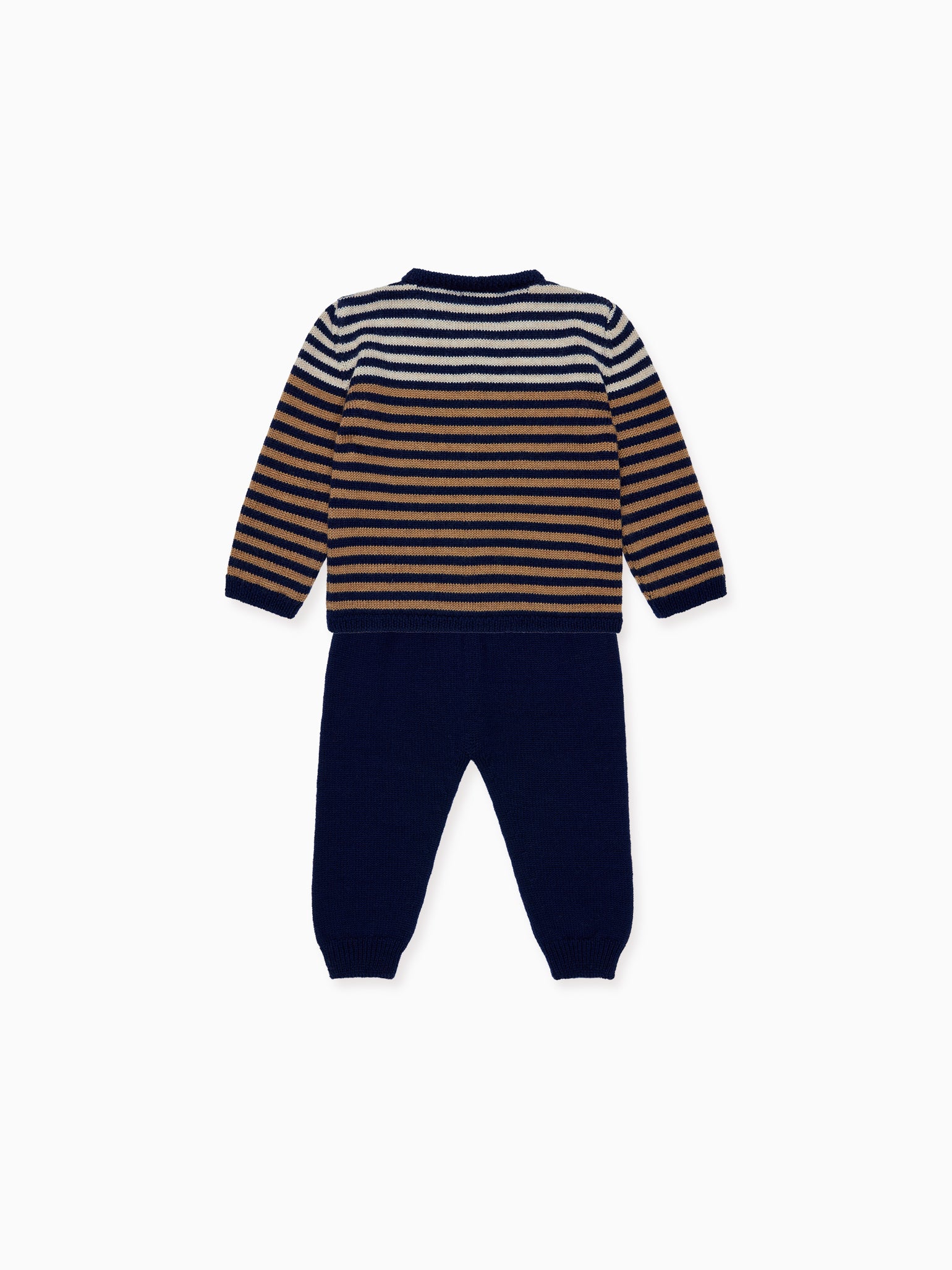 Navy Stripe Pinto Merino Baby Knitted Gift Box Set