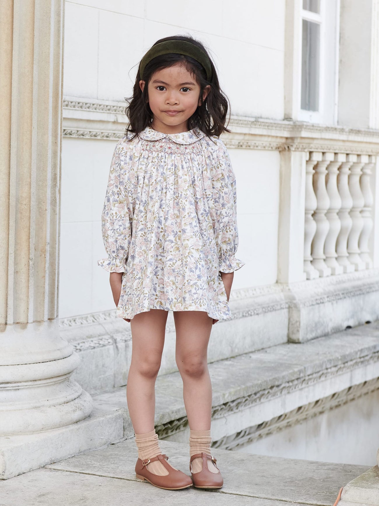 Pink Floral Palma Baby Girl Smock Set