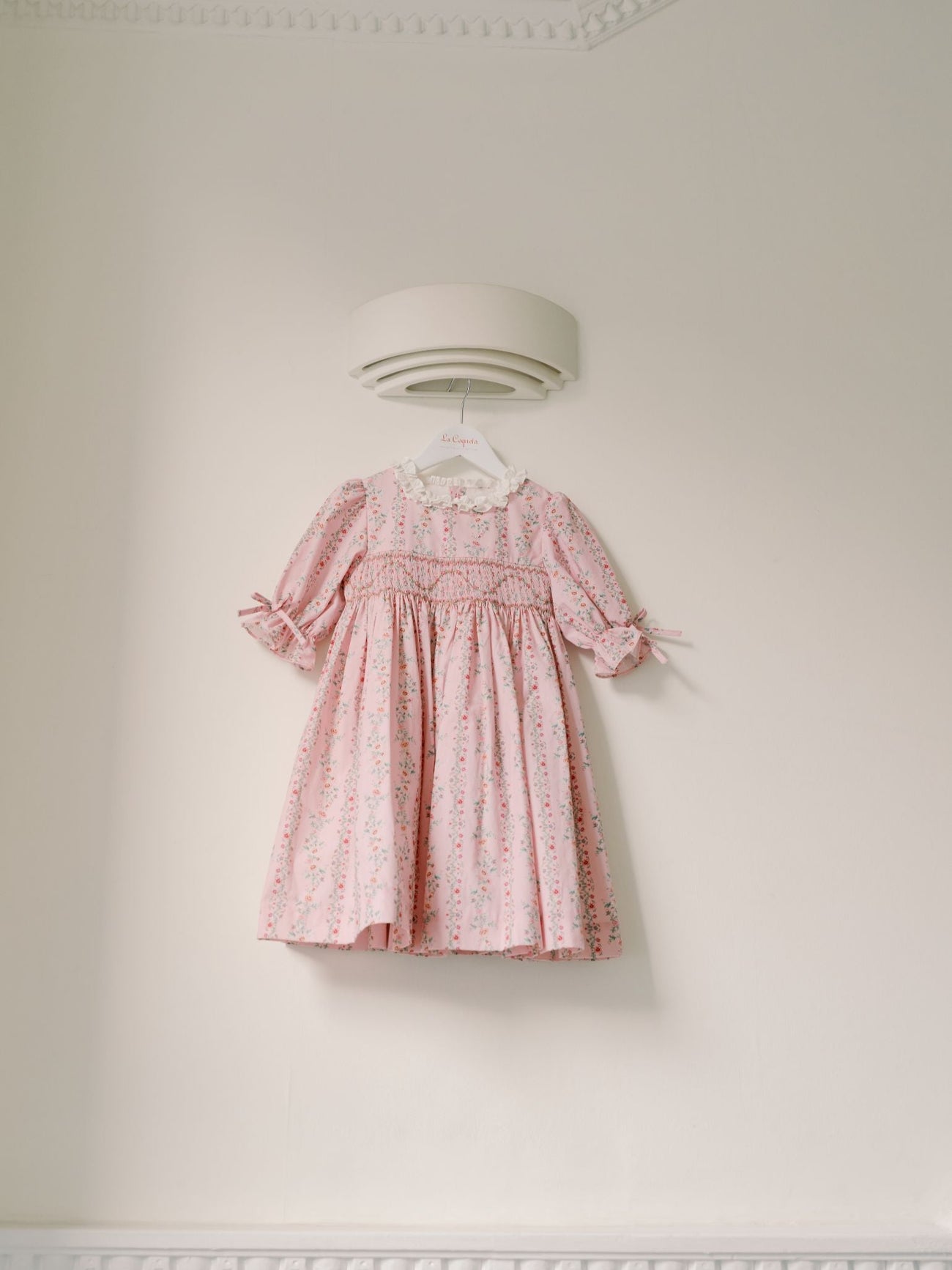 Pink Garland Floral Penelope Girl Hand-Smocked Dress