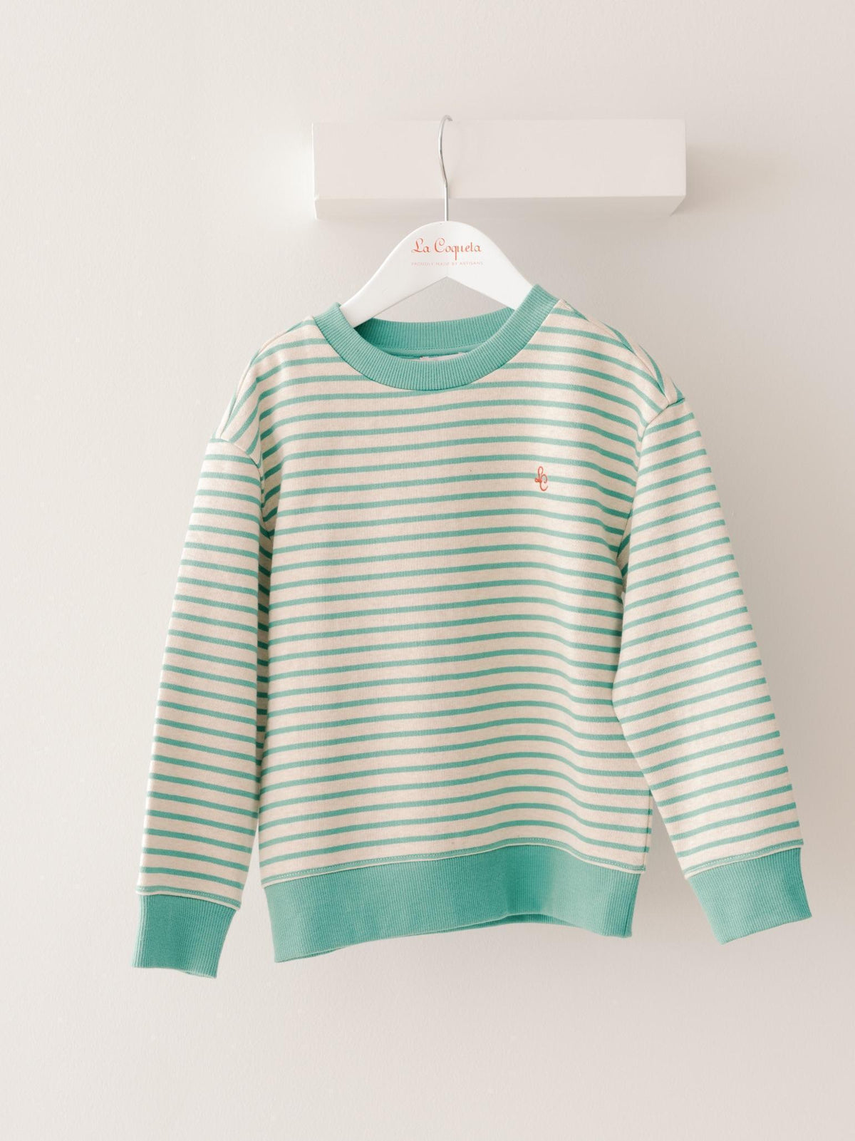 Sage Green Stripe Pernille Kids Sweatshirt